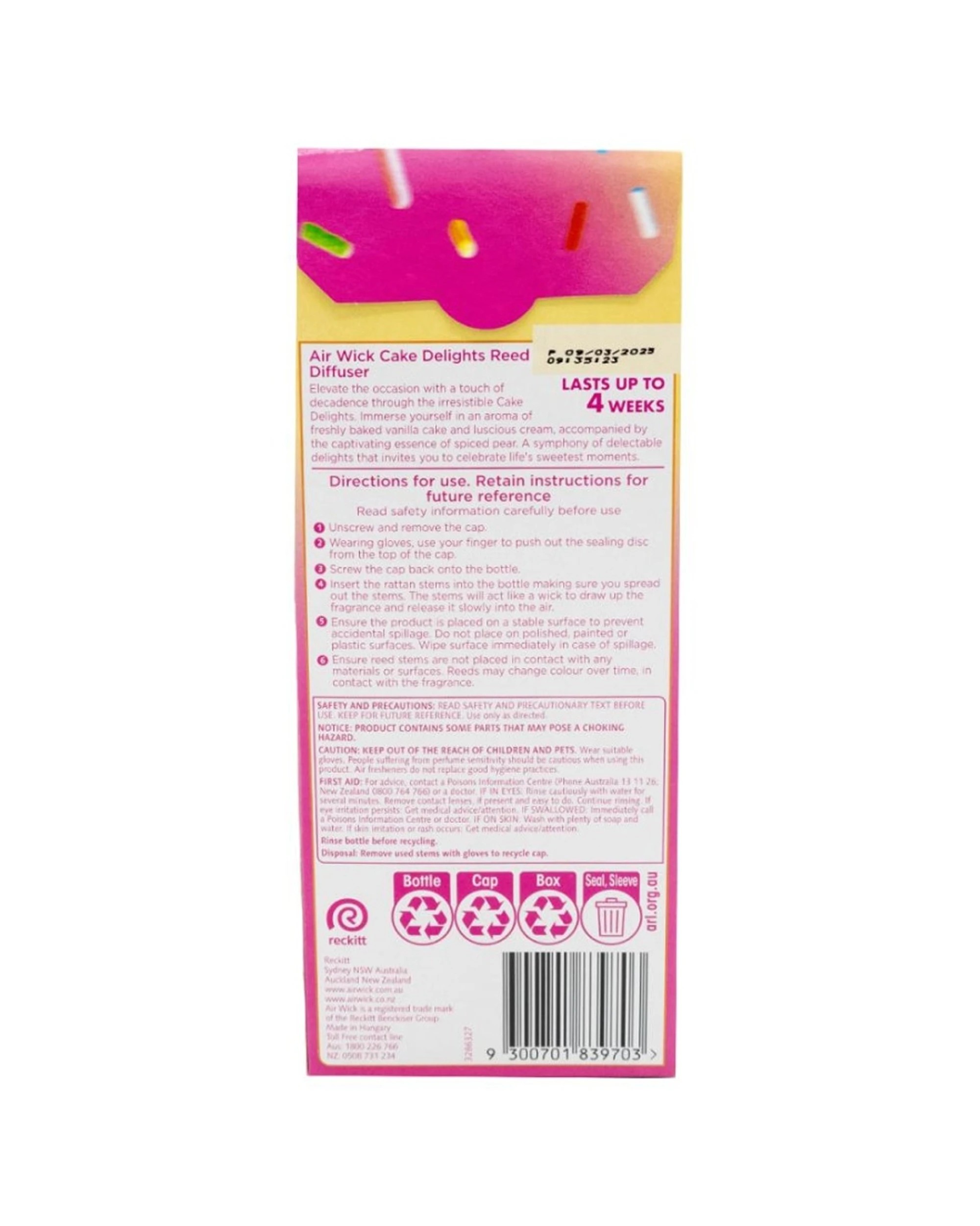 Air Wick 4PK Reed Diffuser Celebrations Cake Delight Fragrance 30ml ...
