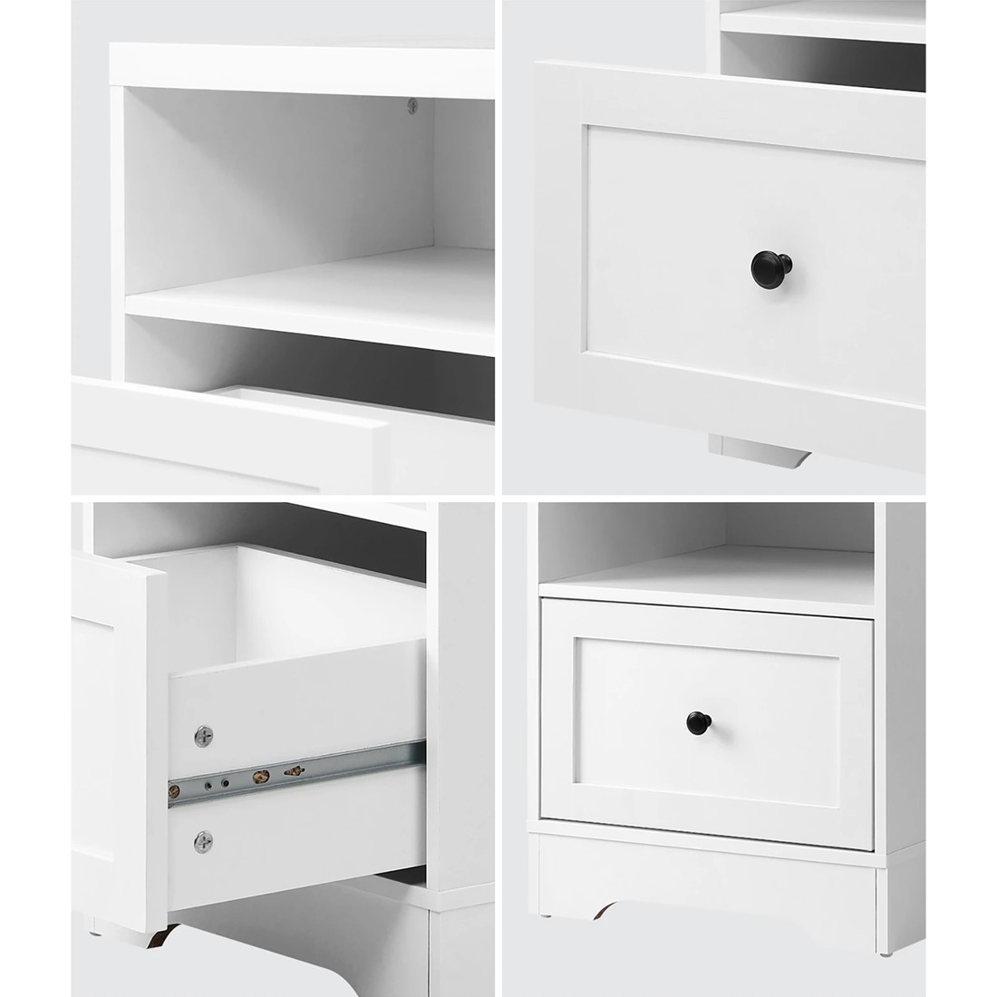 4 Oikiture Bedside Tables Drawers Nightstand Storage Cabinet
 - White, 4 of 10