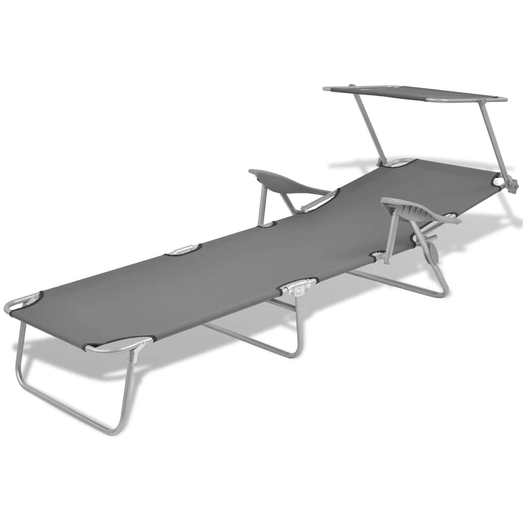3 vidaXL Sunlounger Foldable - Grey, 3 of 8