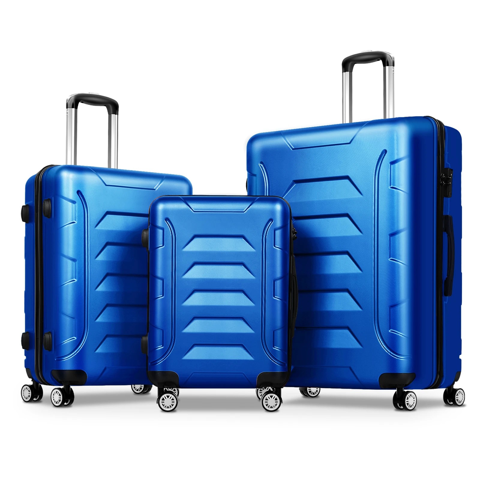 1 Alfordson Luggage 3PCS Set Suitcase Trolley TSA Carry on Hard Case - Blue, 1 of 10