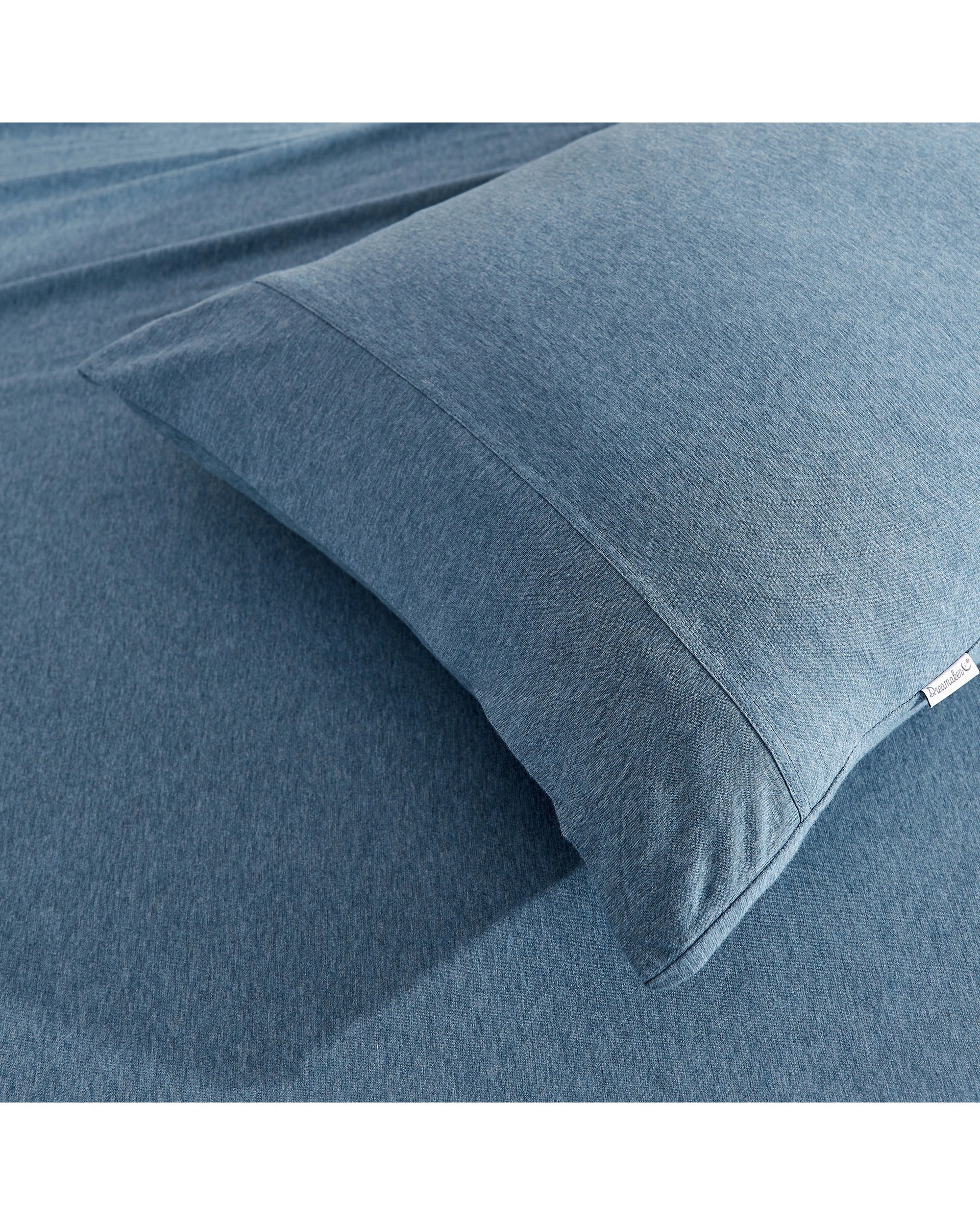3 Dreamaker Jersey Luxe 100% Cotton Combo Fitted Sheet Set - King Single Bed - Denim, 3 of 6