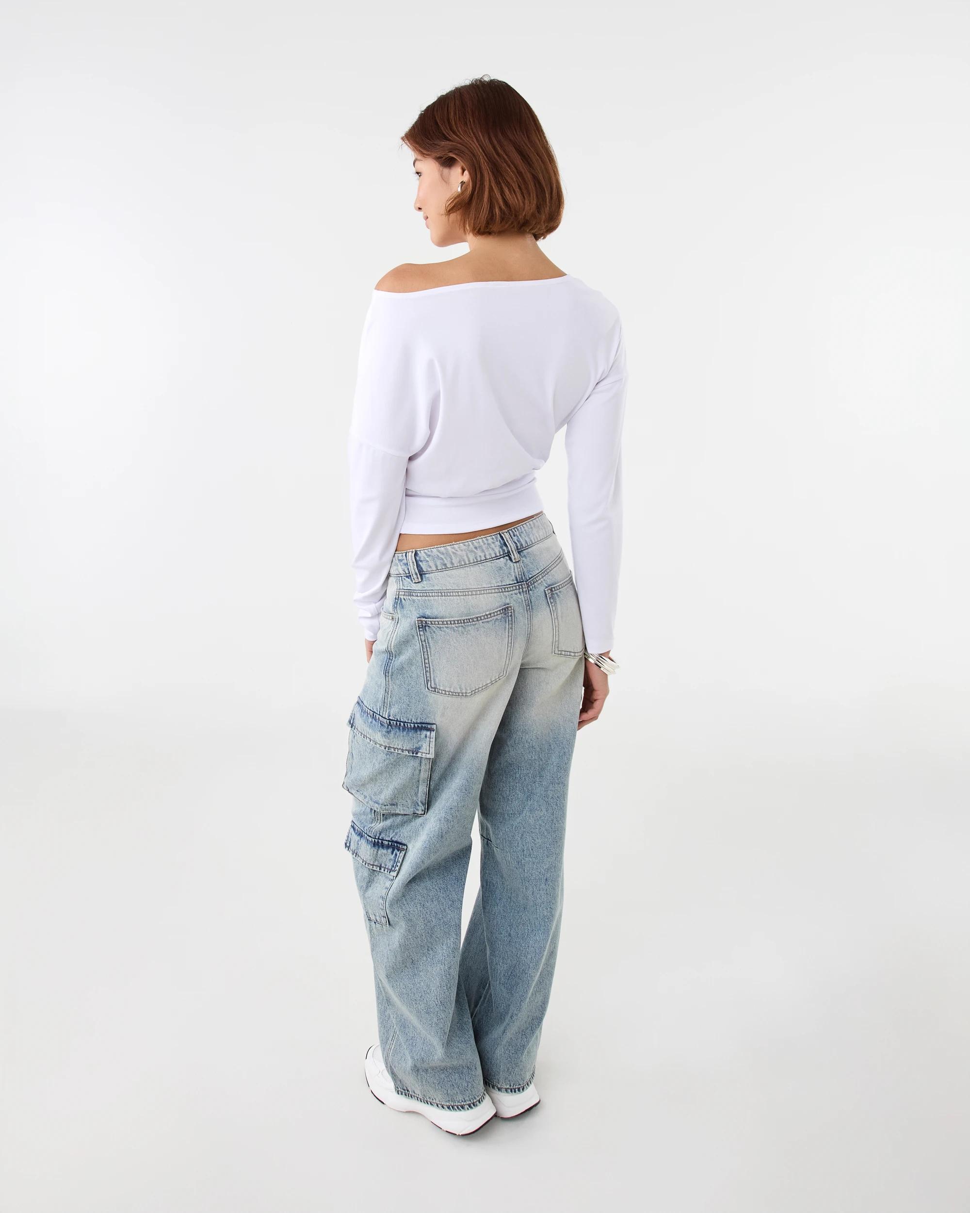 4 Long Sleeve Off the Shoulder Top White, 4 of 7