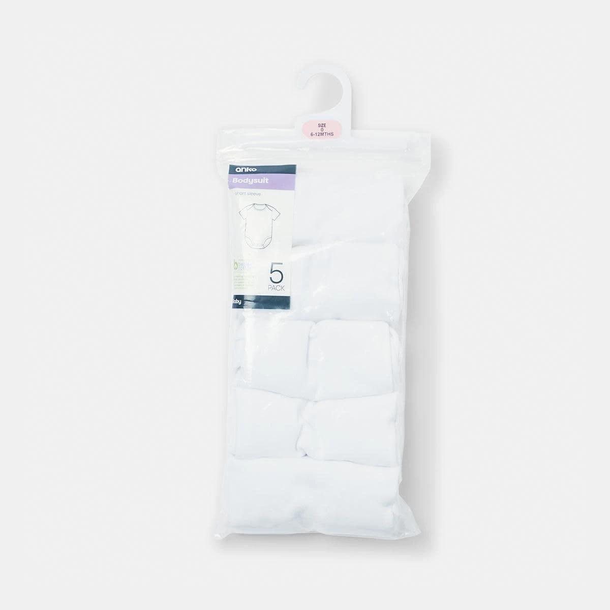 4 5 Pack Short Sleeve Bodysuits WHITE MULTI PACK, 4 of 4