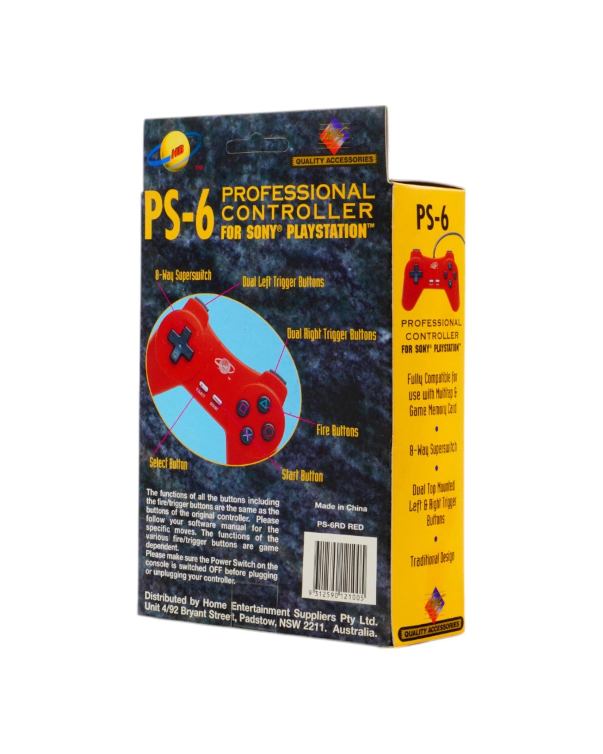 5 HB PS-6 Professional Controller For Playstation One - Red, 5 of 5