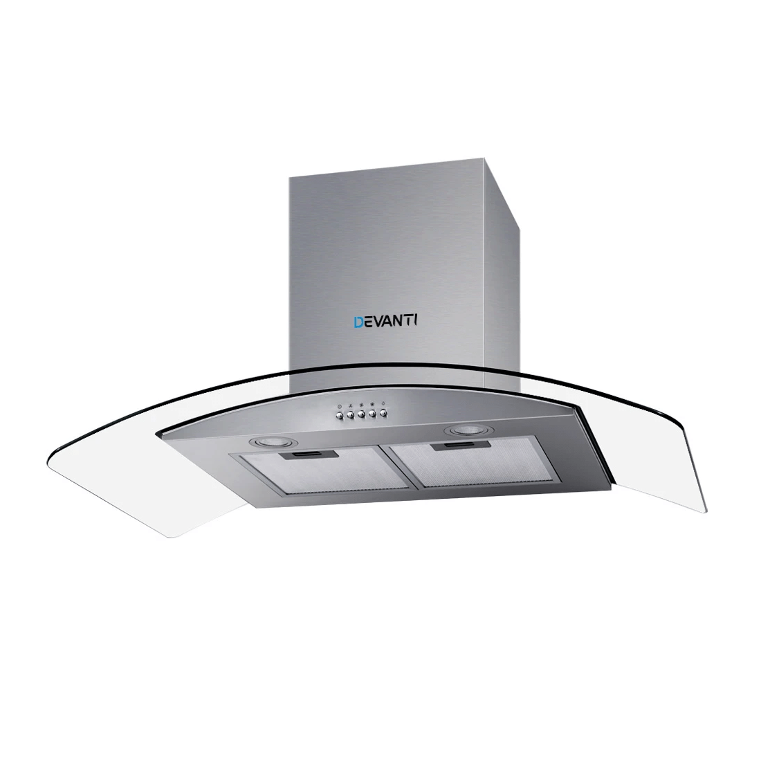 1 Devanti 900mm Range Hood 90cm Rangehood Glass Canopy - Silver, 1 of 2