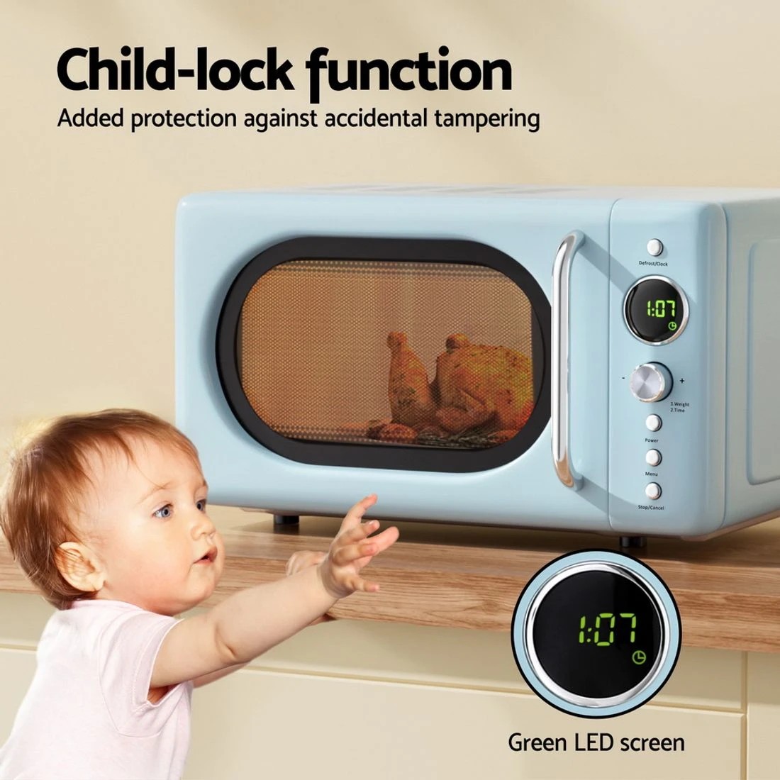 7 Devanti 20L Microwave Oven 700W - Blue, 7 of 7