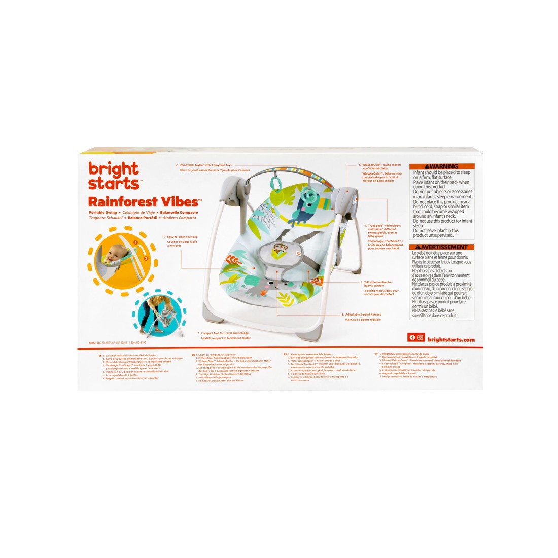 4 Bright Starts Rainforest Vibes Portable Swing, 4 of 4