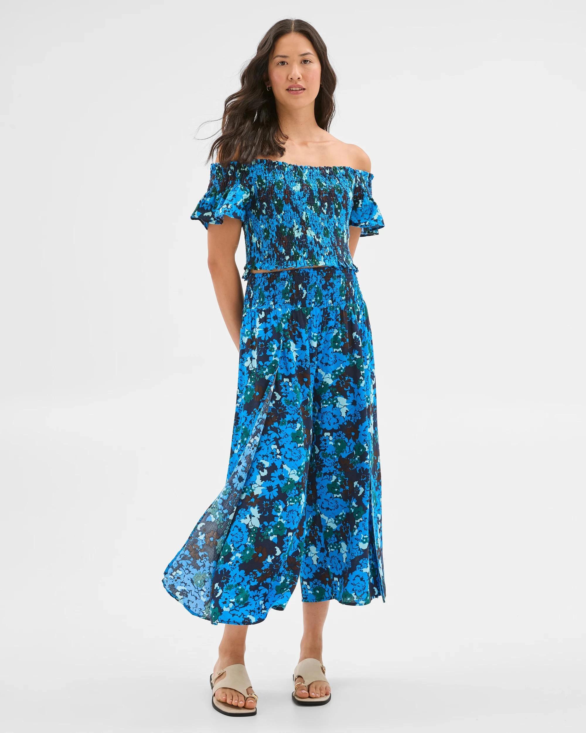 2 Target Resort Shirred Crop Top BLUE PRINT, 2 of 6