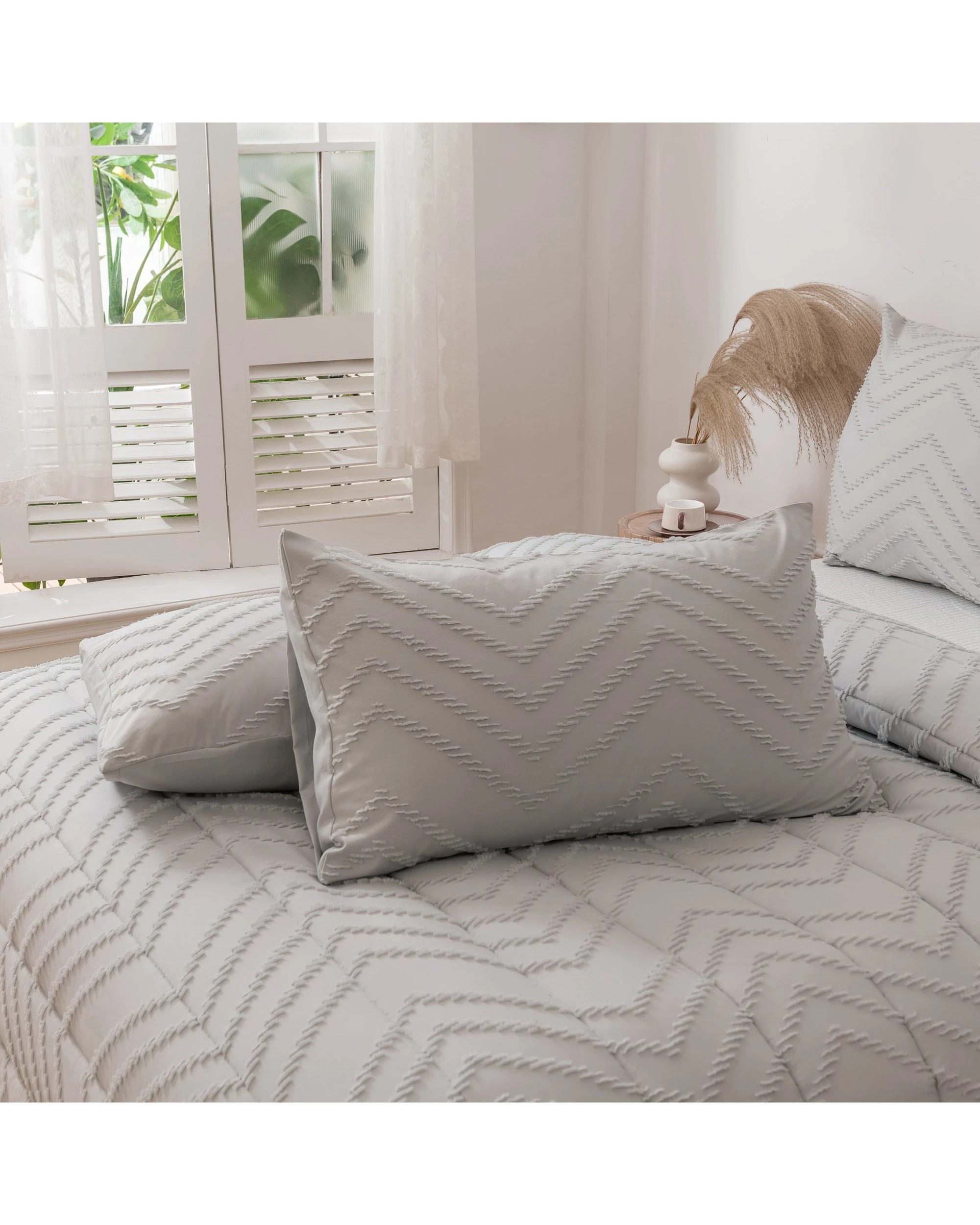 3 Dreamaker Lennox Chevron 6 Piece Comforter Set - Queen Bed - Silver, 3 of 9