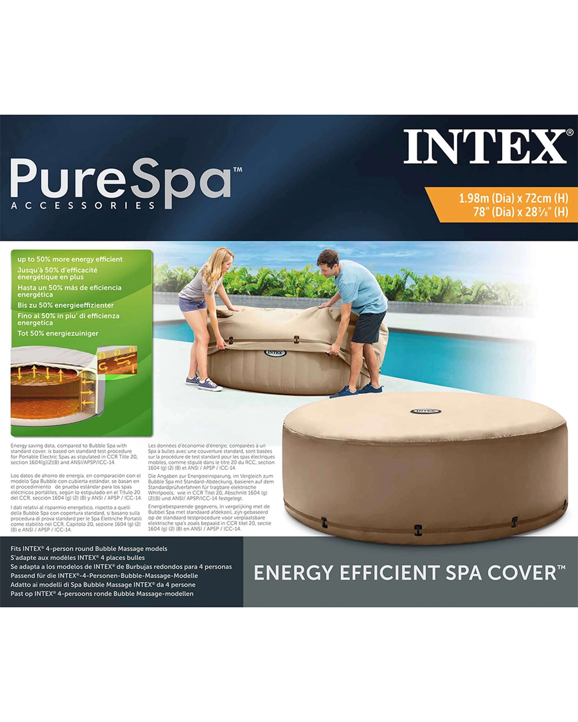 7 Intex Energy Efficient Cover For Inflatable Outdoor Spa - Beige, 7 of 7
