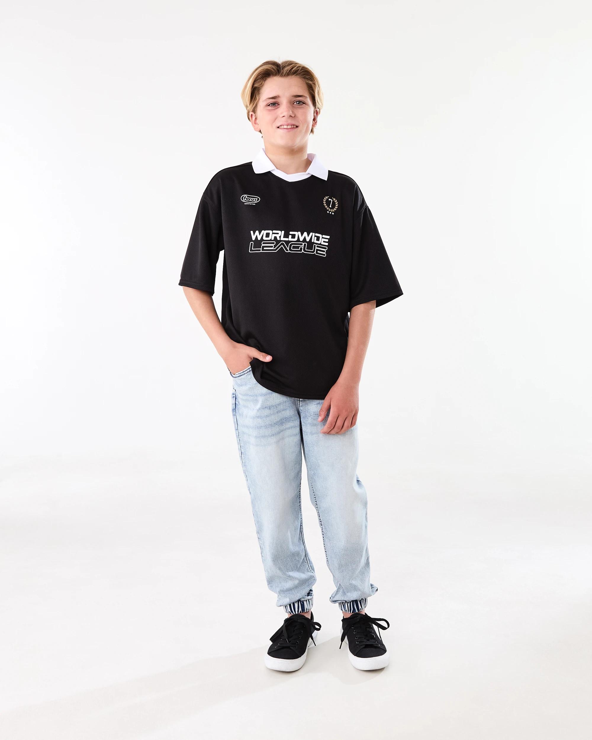 7 Short Sleeve Mesh Collar T-shirt Blk Varsit, 7 of 7