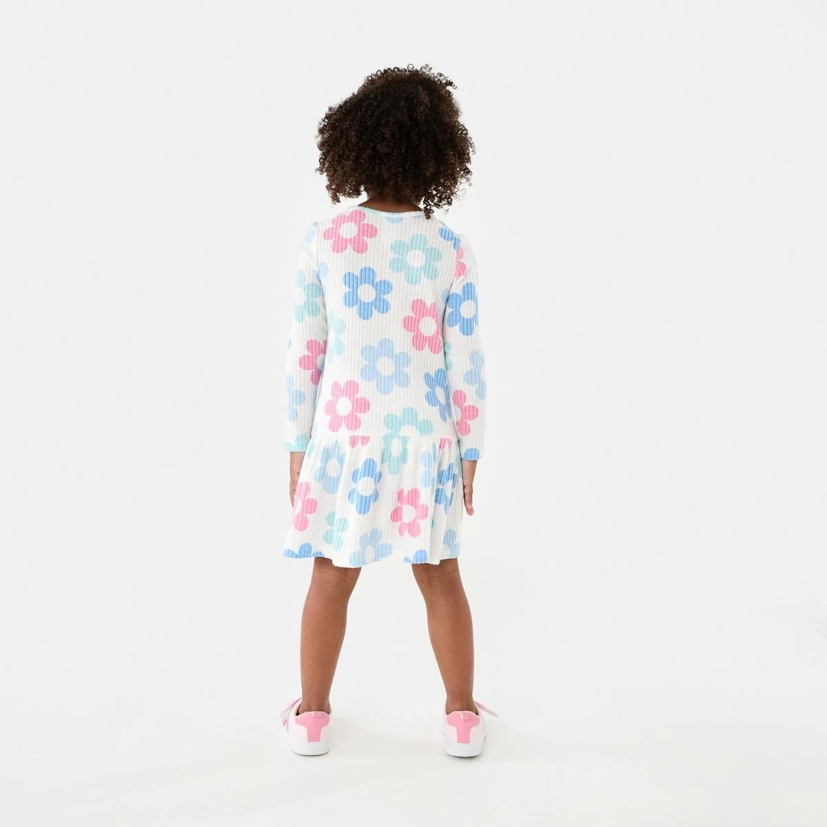 2 Long Sleeve Brushed Rib Dress Flower, 2 of 7