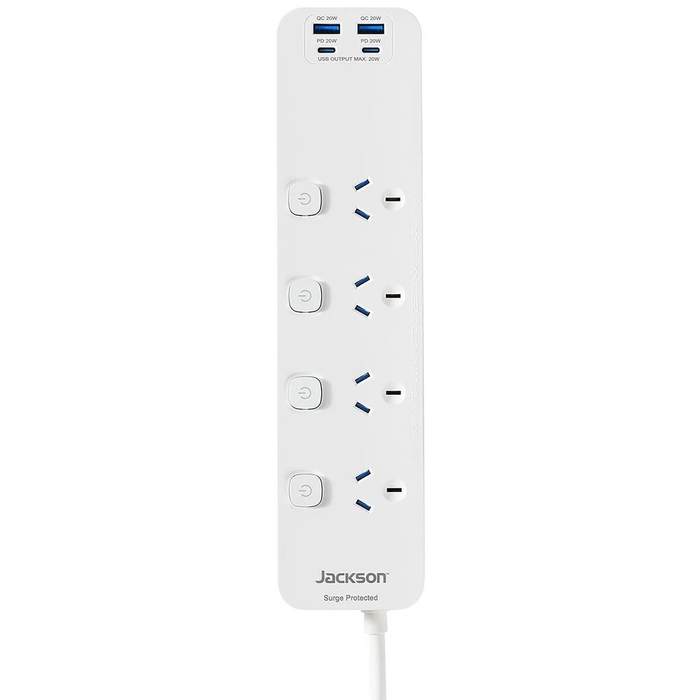 1 Jackson Rapid Charge PD20W USB-C Switched 4 Plug Powerboard, 1 of 5