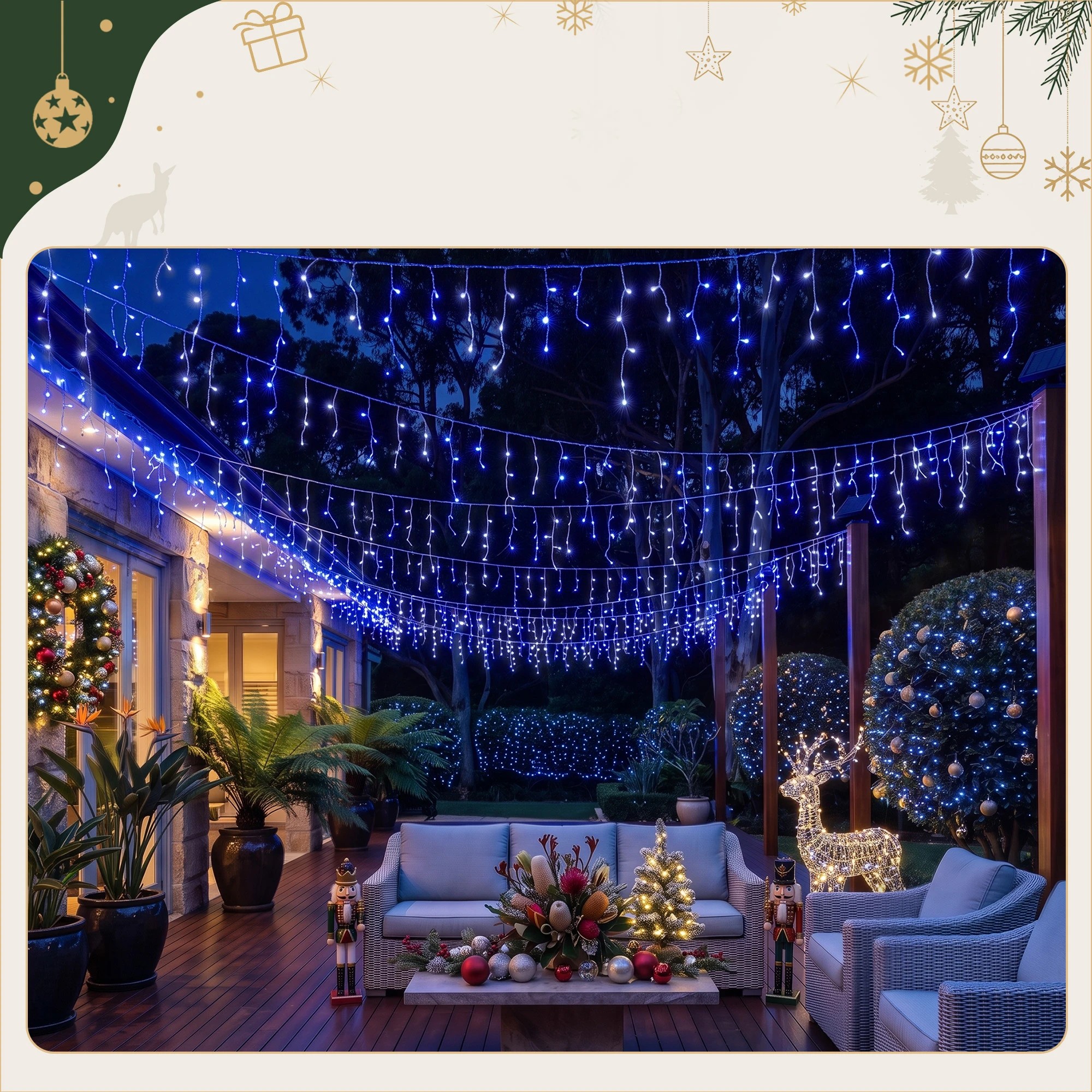 6 Jingle Jollys 20M Christmas Lights Icicle Light Xmas Garden Decoration - Black, 6 of 10
