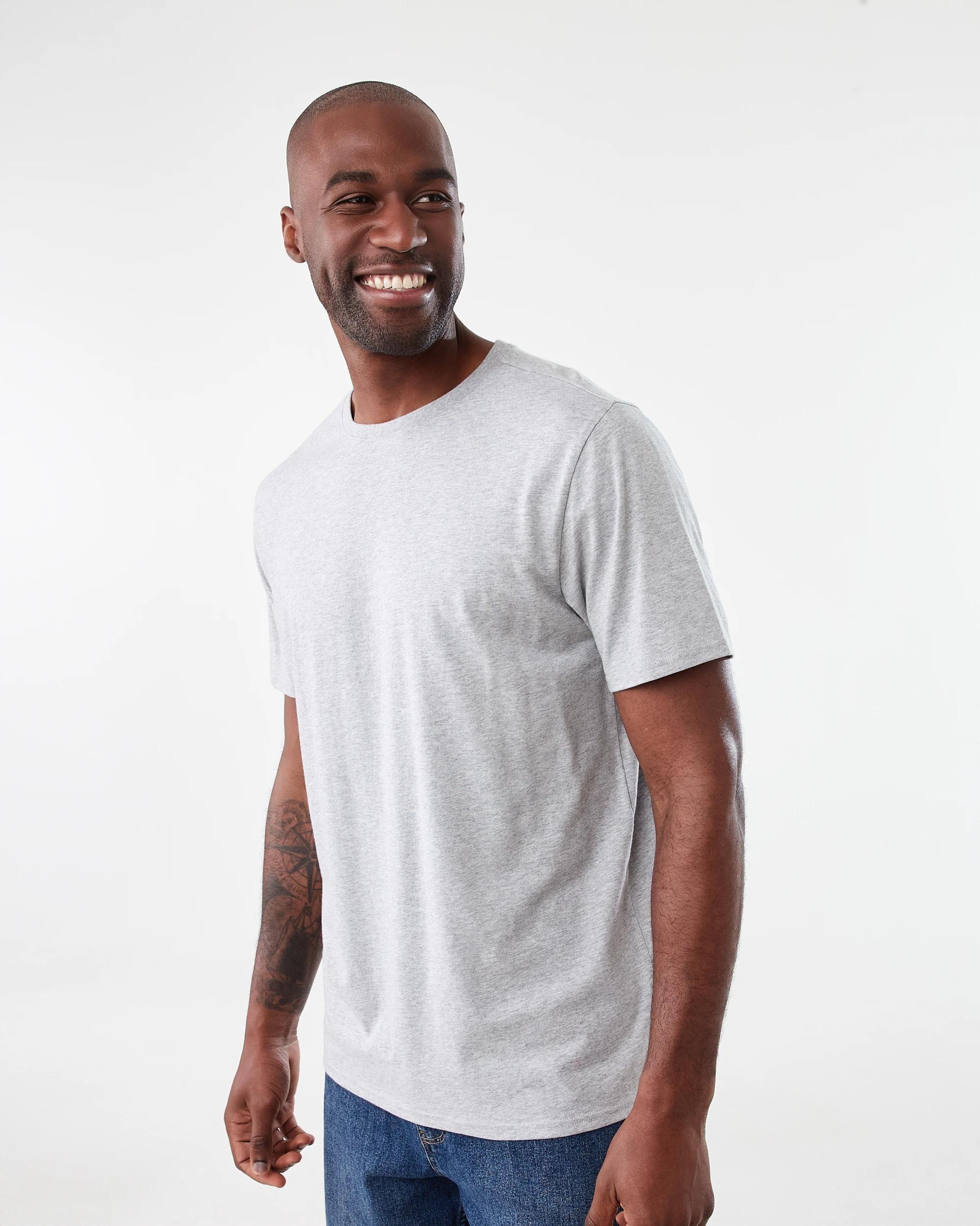 2 Plain Crew Neck T-shirt MARLE GREY, 2 of 5