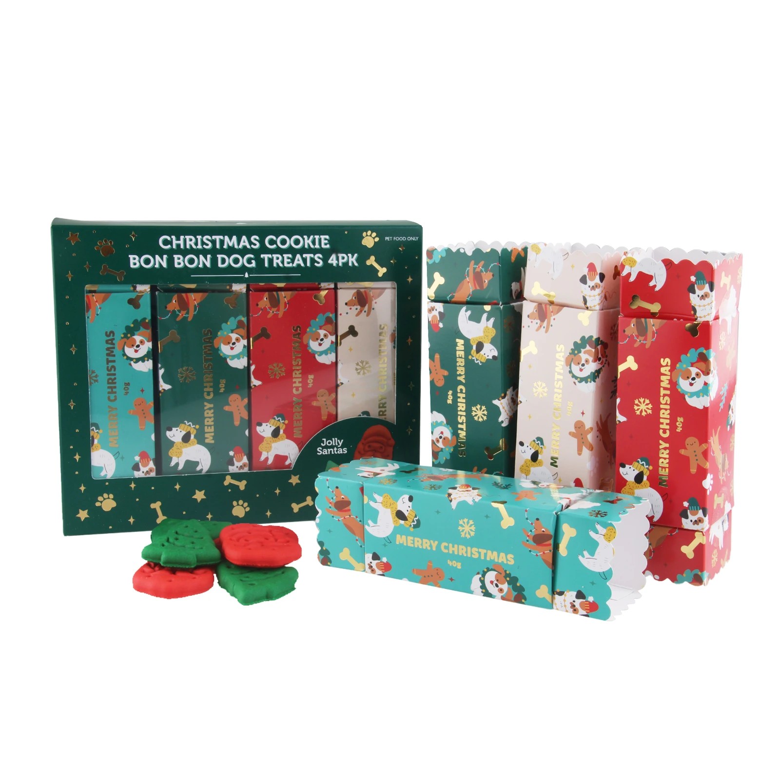 2 4 Pack Christmas Cracker Bon Bon Dog Treats, 2 of 3