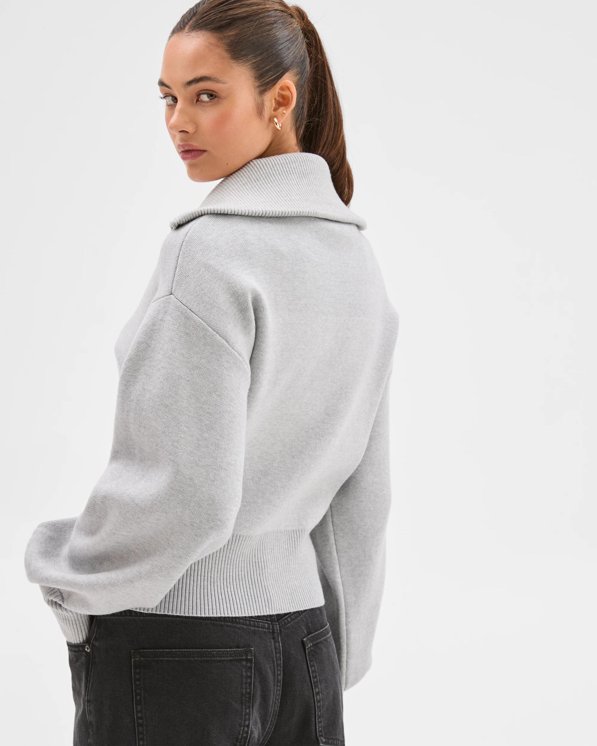 8 Lily Loves Long Cocoon Sleeve Zip Through Cardigan GREY, 8 of 8