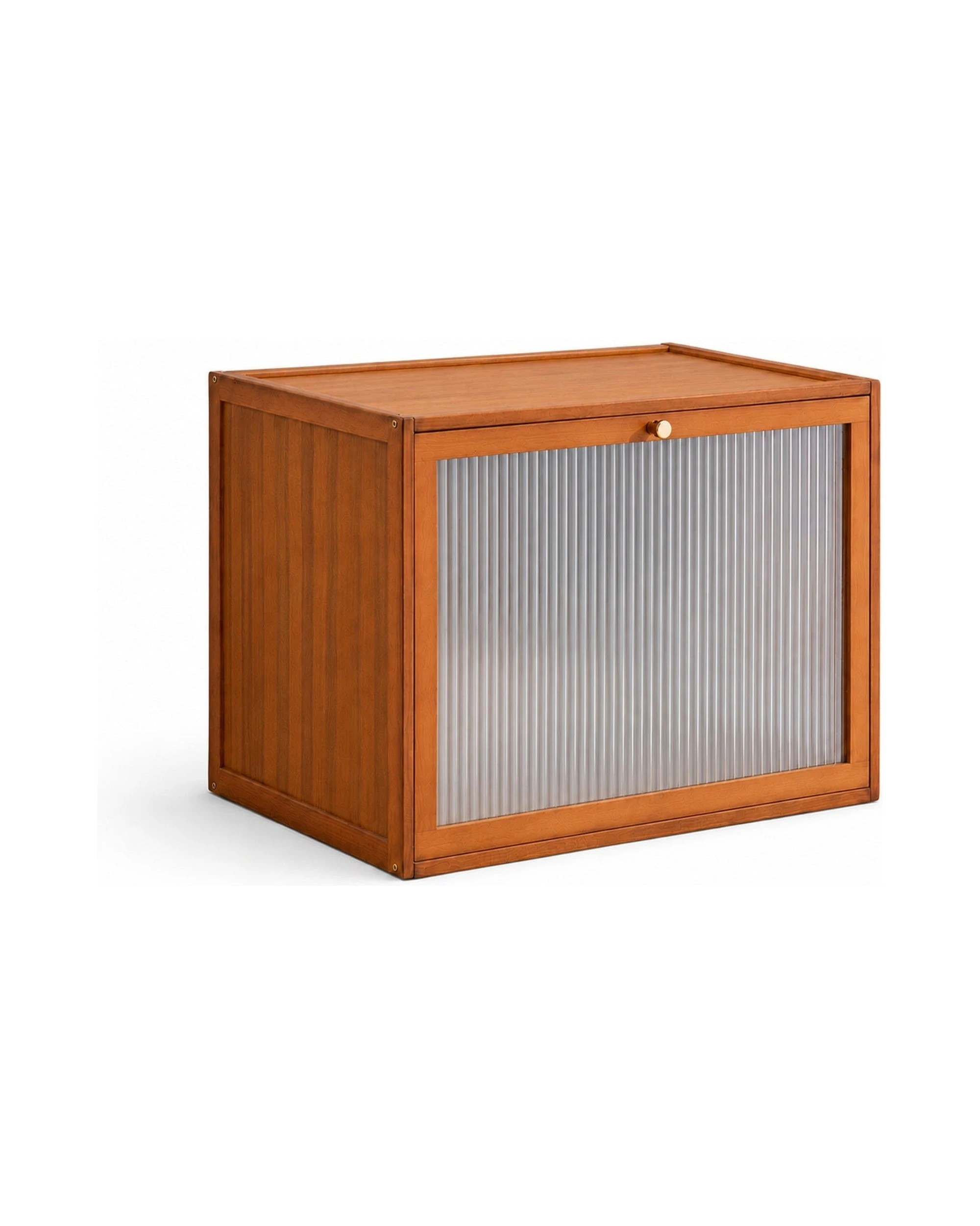 4 Foret Stackable Storage Cabinet With Fluted Door Modular Shoe Box Amber Brown, 4 of 6
