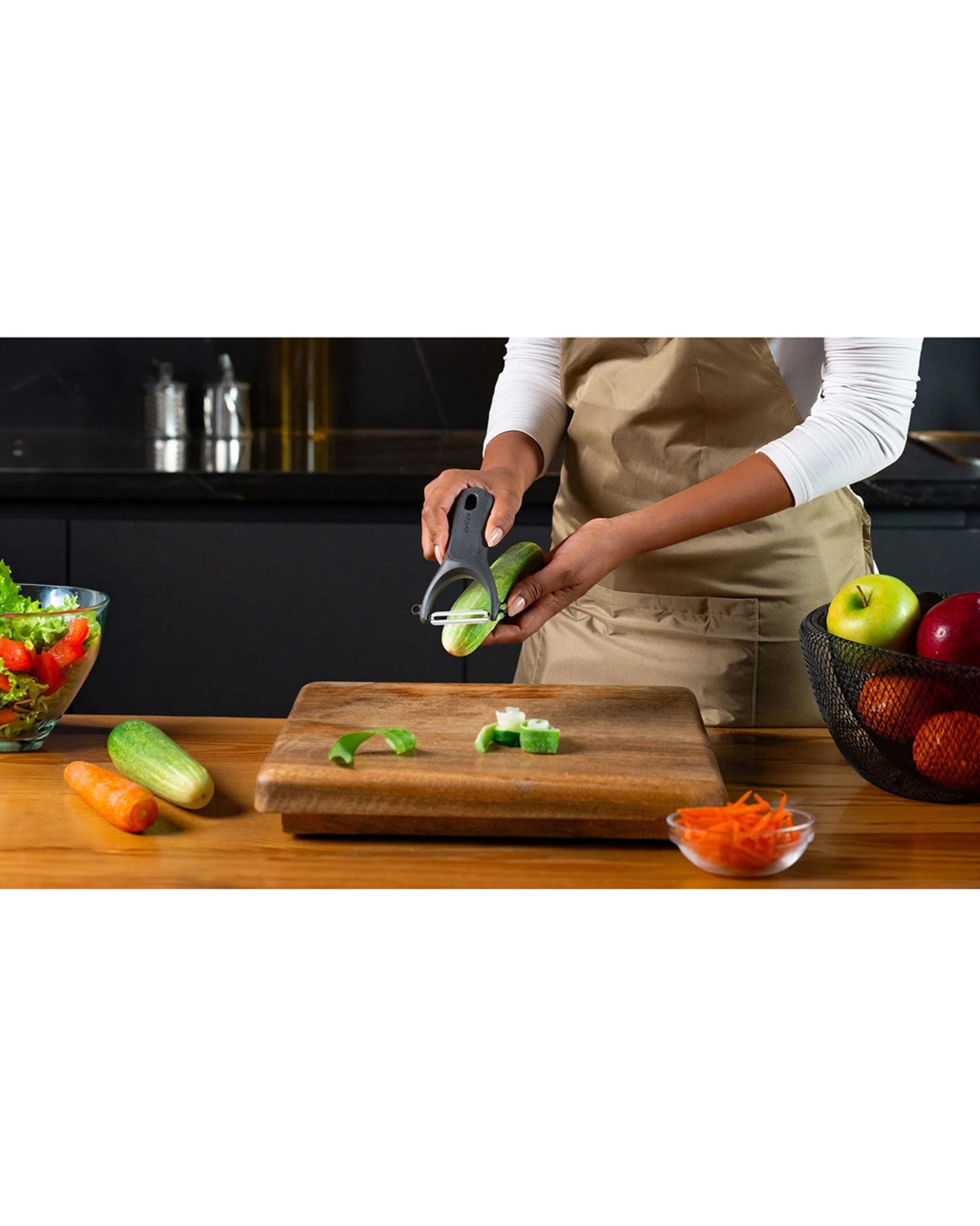 3 Zyliss Swivel Y Peeler Stainless Steel Blade With Ergonomic Wheat Straw Handle - Grey, 3 of 6