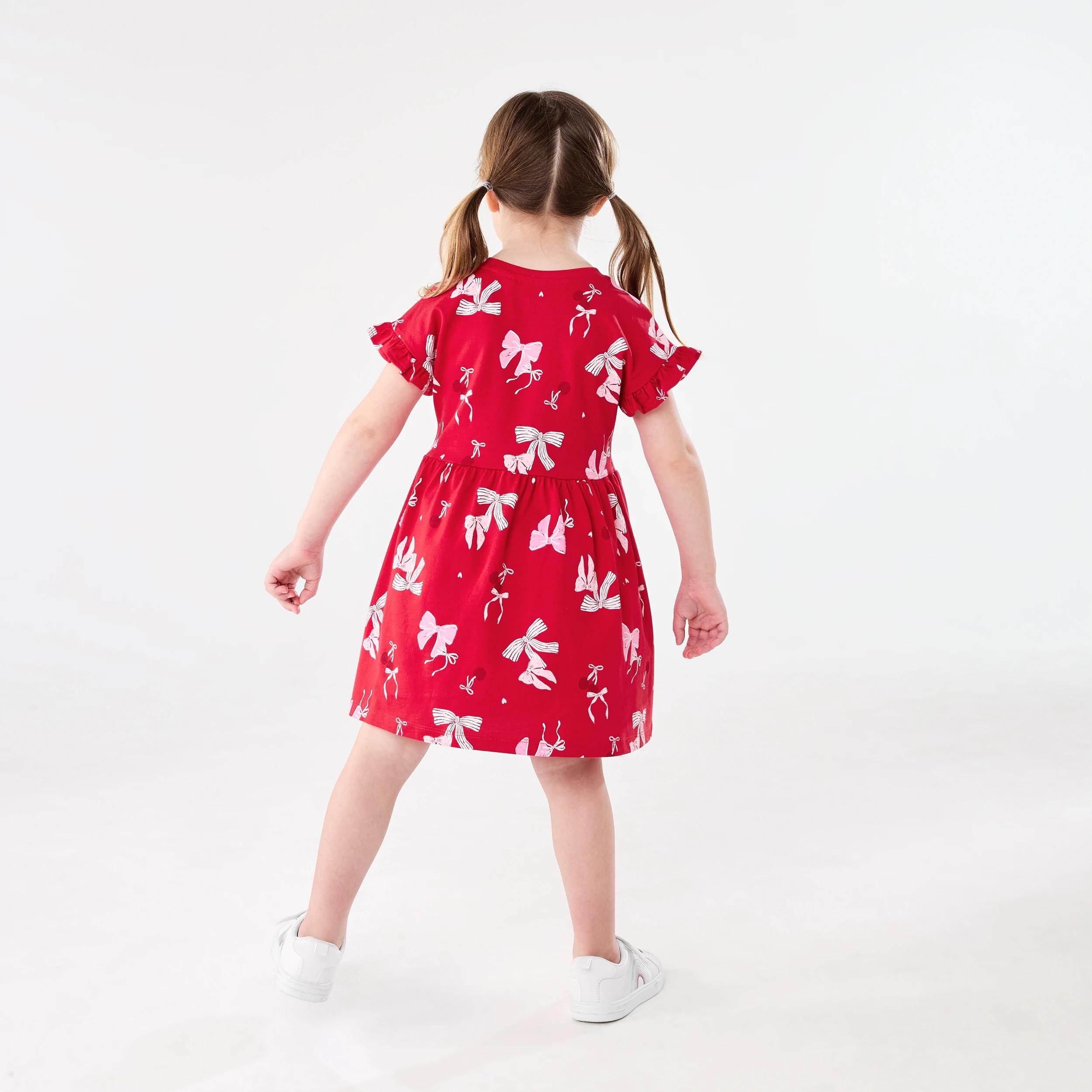 9 Christmas Print Jersey Dress Red Bows, 9 of 9