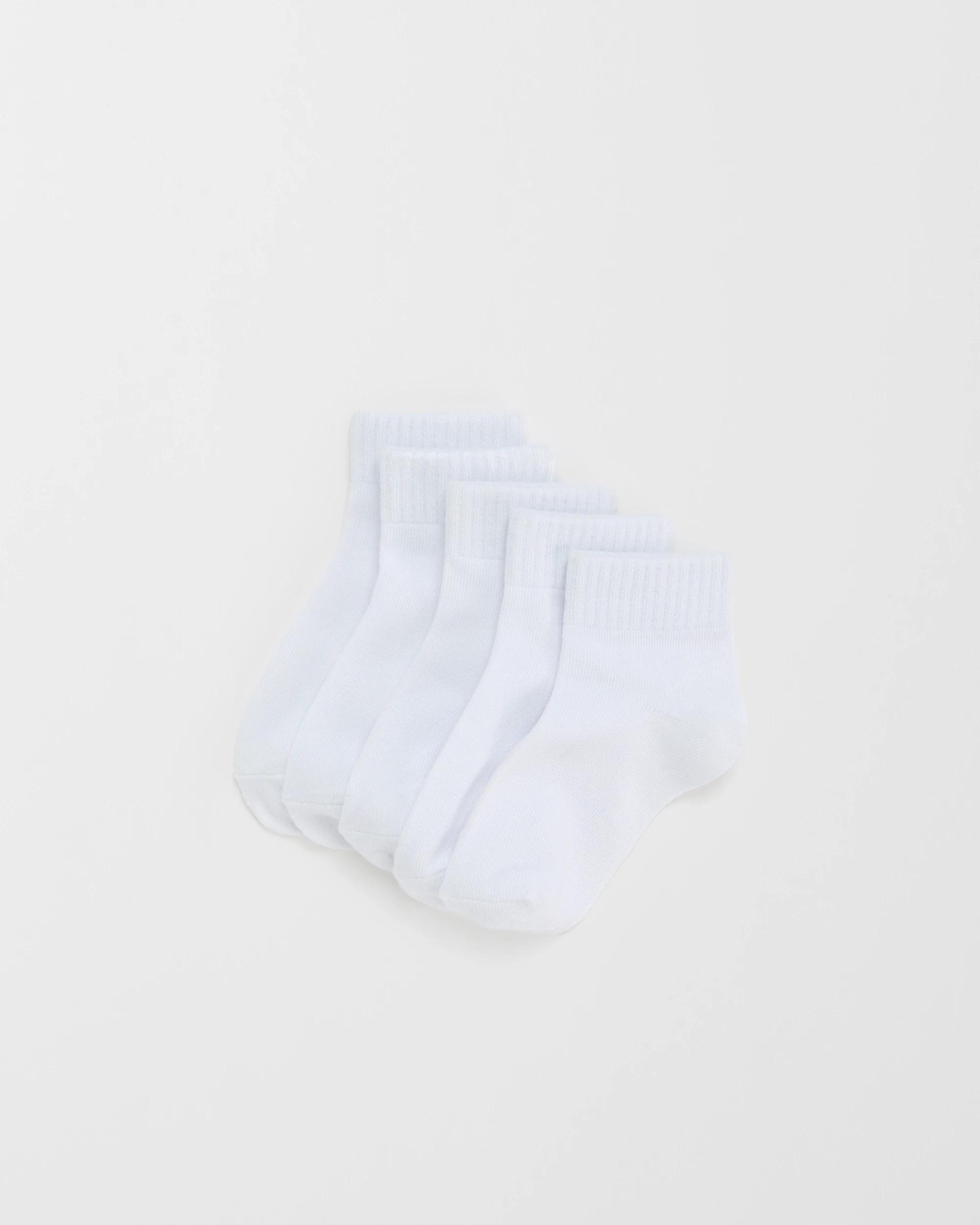 1 Maxx Bamboo Rich 5 Pack School Quarter Crew Socks WHITE, 1 of 3