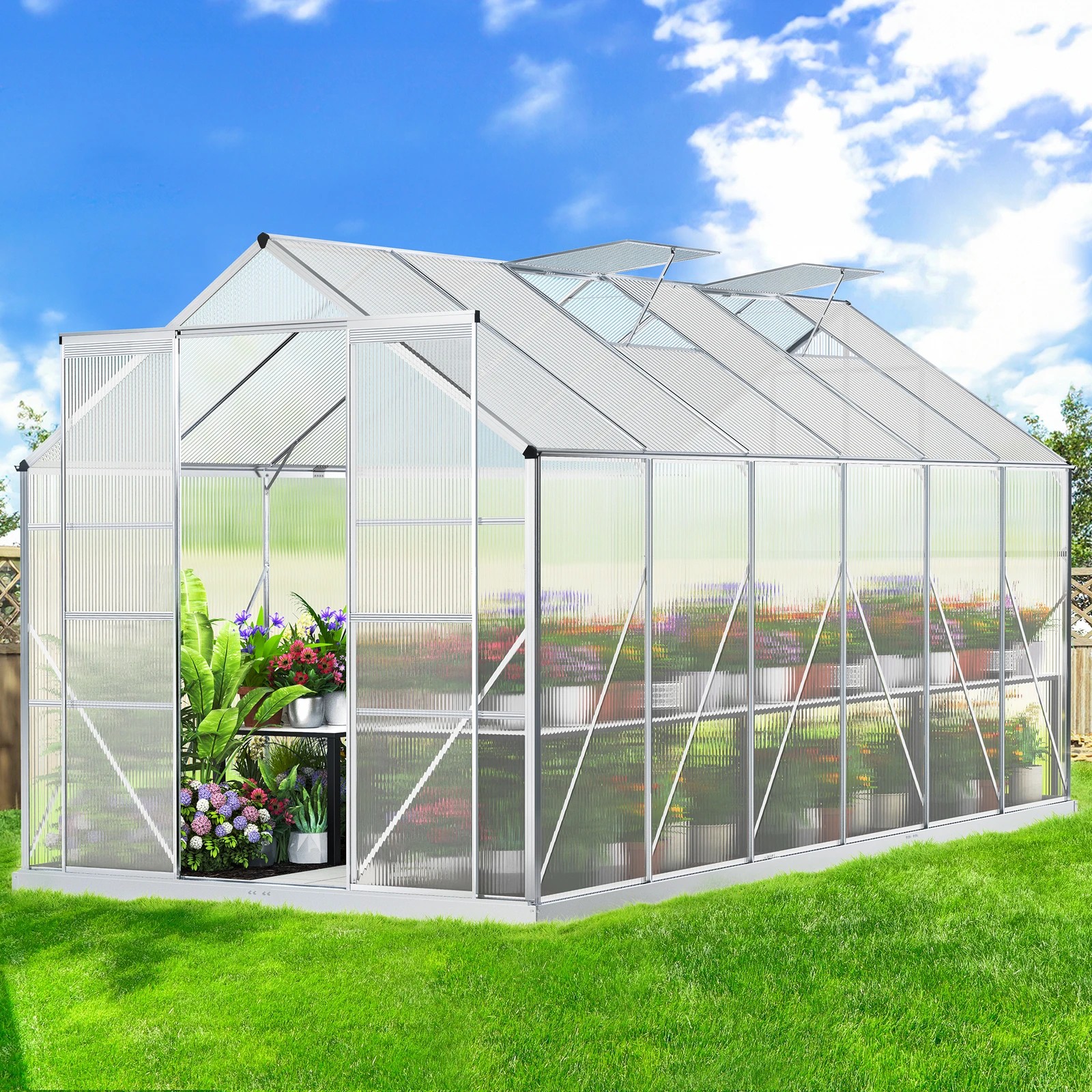 2 Alfordson Greenhouse Aluminium 2.4x3.8x2.1M - White, 2 of 7