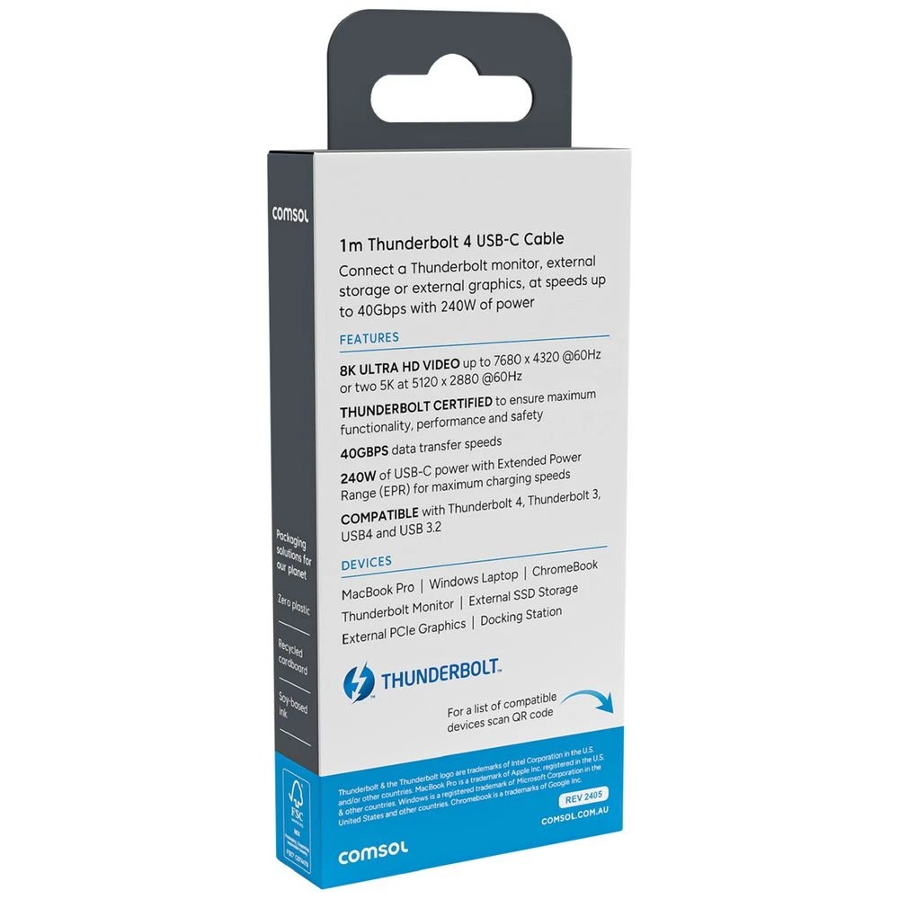 3 Comsol Thunderbolt Cable 1m Black, 3 of 5
