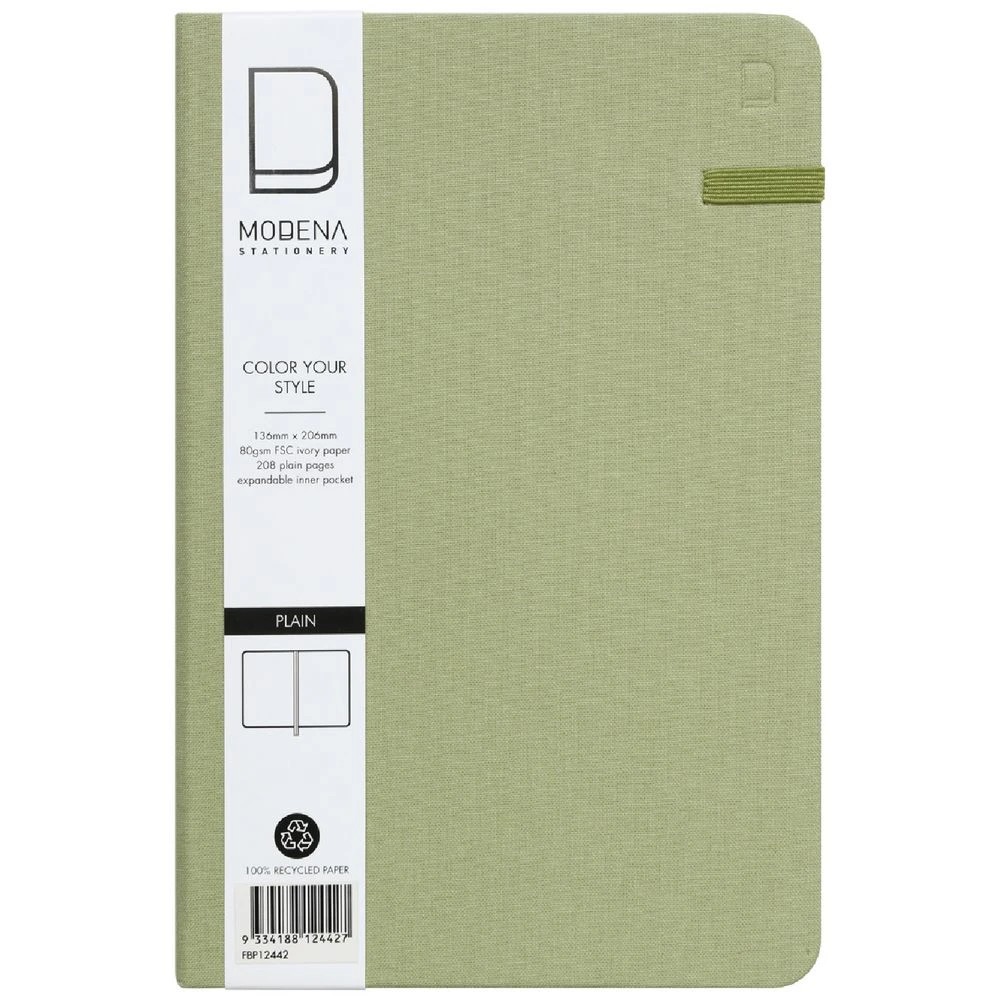 1 Modena A5 Linen Plain Notebook Sage, 1 of 5