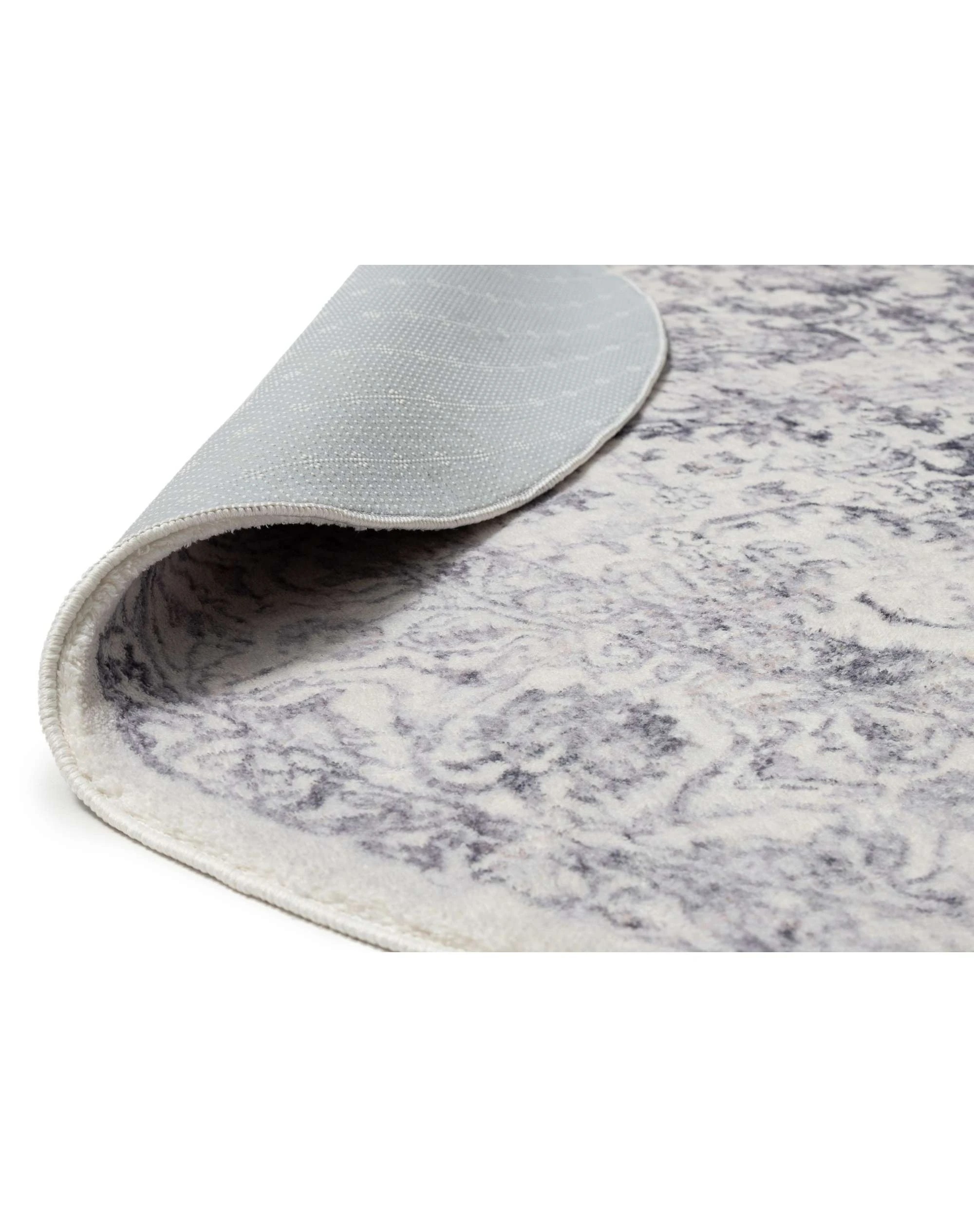 2 Loopsie Sakalar Floral Medallion Washable Round Rug-160cm x 160cm - Grey, 2 of 5