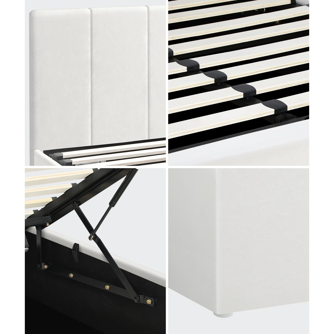 5 Oikiture King Bed Gas Lift Base With Storage Bed Frame
 - White, 5 of 10