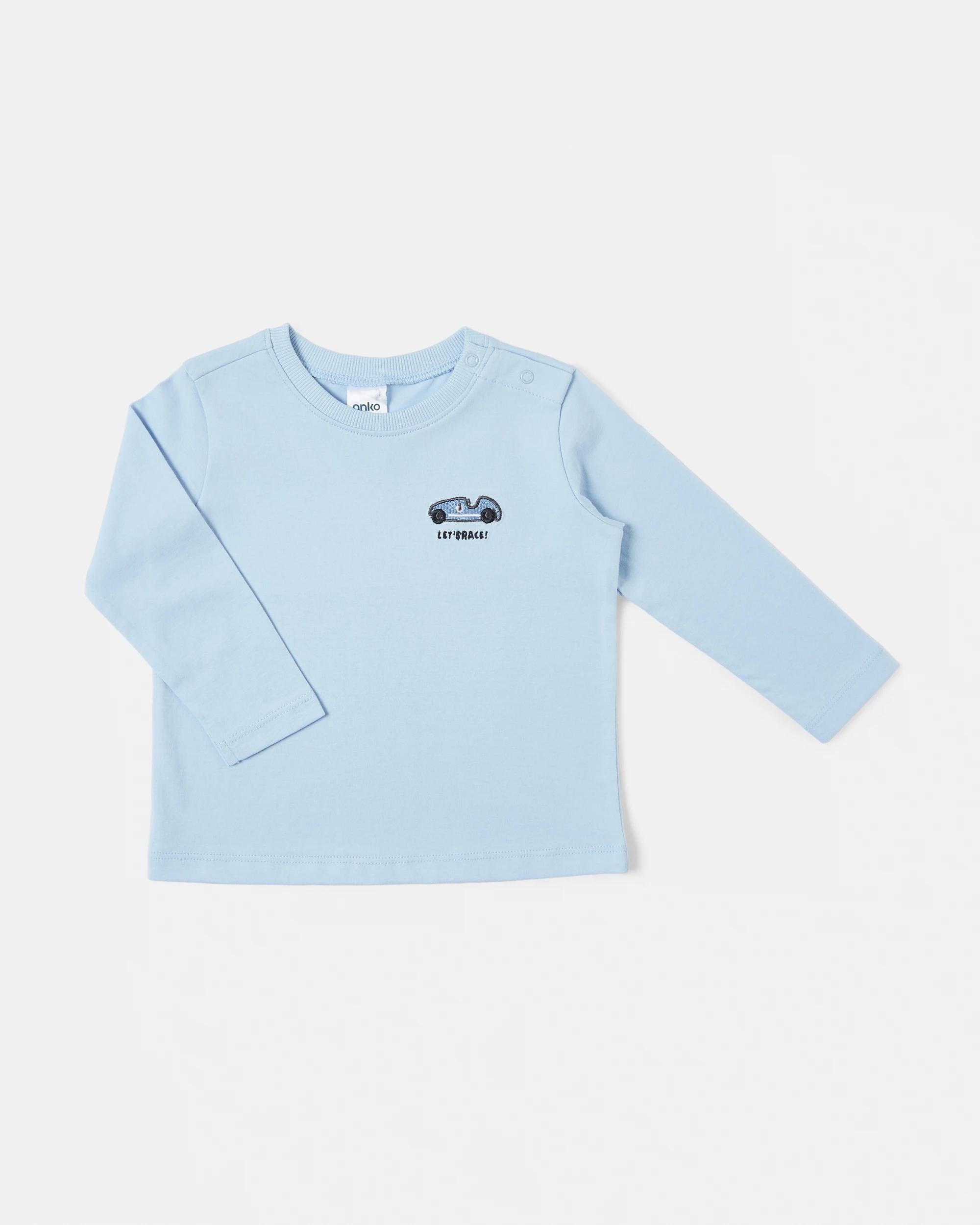1 Cotton Long Sleeve T-shirt Blu Car, 1 of 3