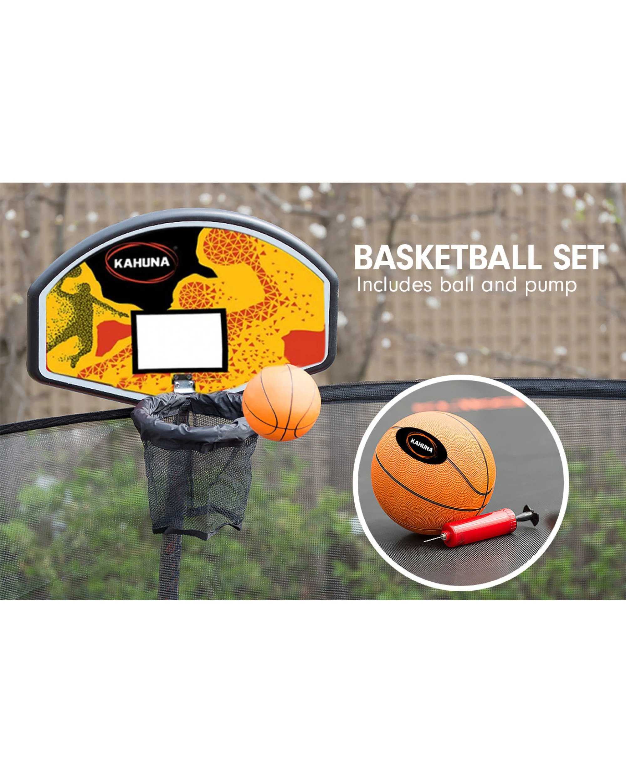 6 Kahuna Trampoline 16 Ft With Basketball Set - Rainbow, 6 of 9