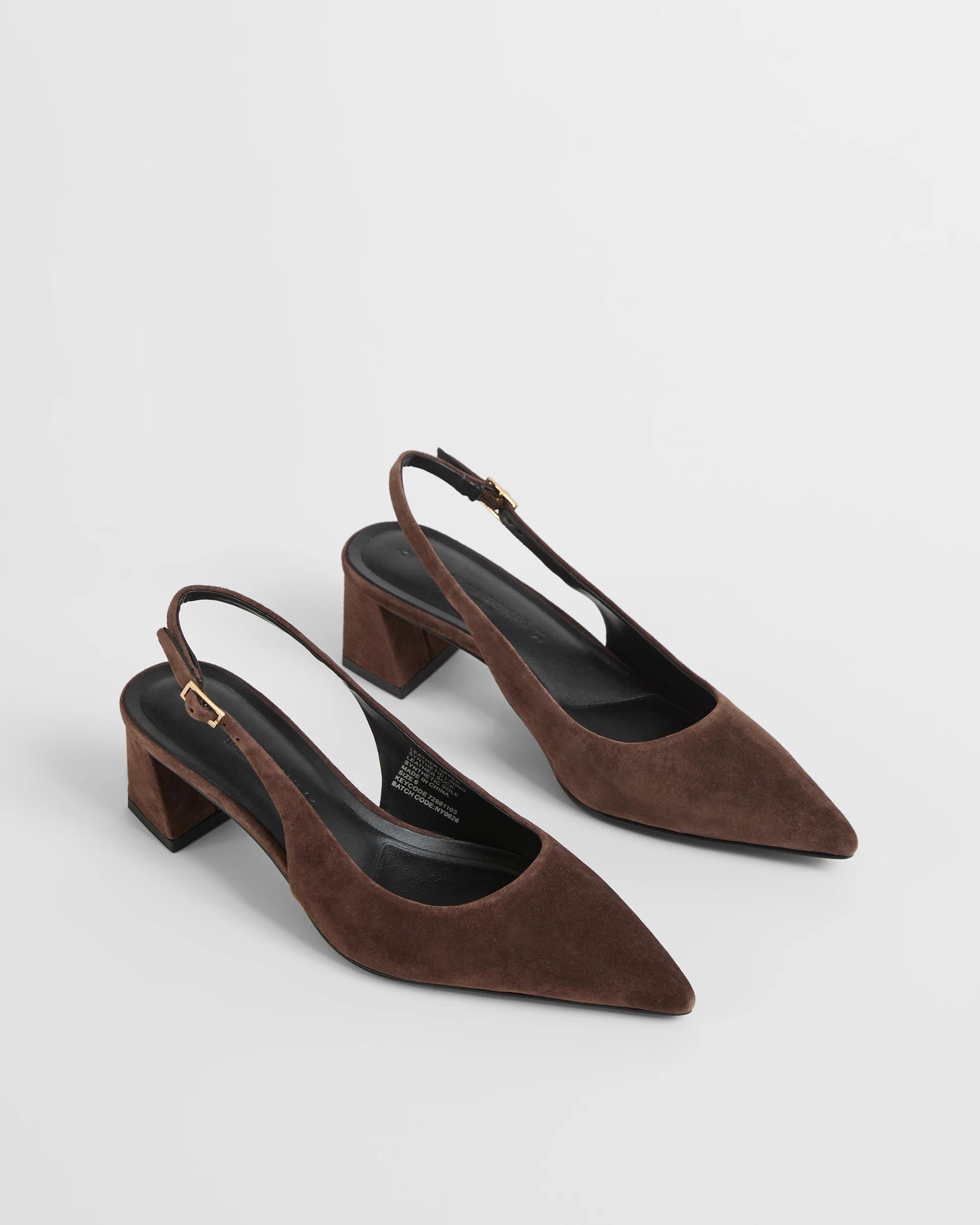 2 Target Woman Genuine Suede Leather Point Block Heels - Daria II CHOCOLATE, 2 of 3