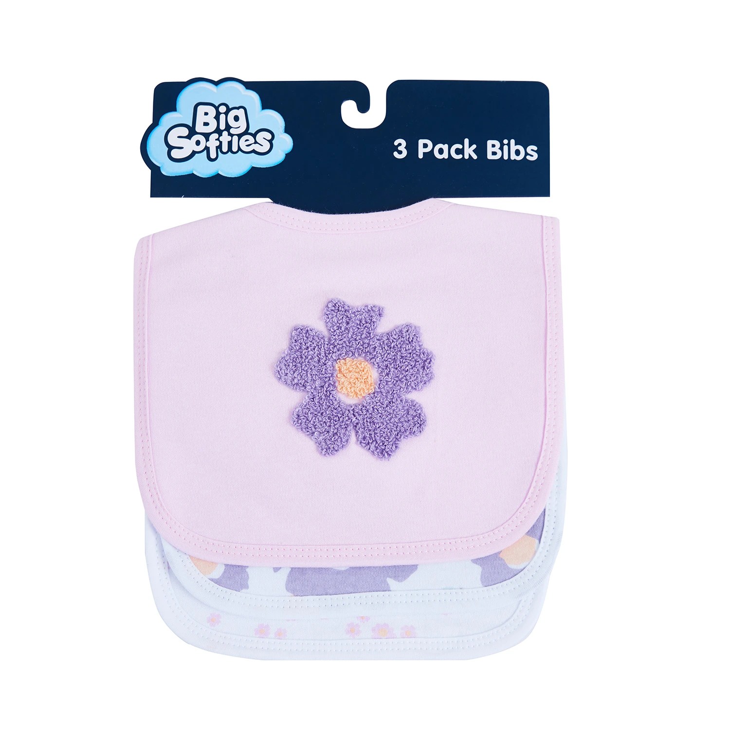 1 Big Softies 3 Pack Applique and printed bibs, Floral, 1 of 5