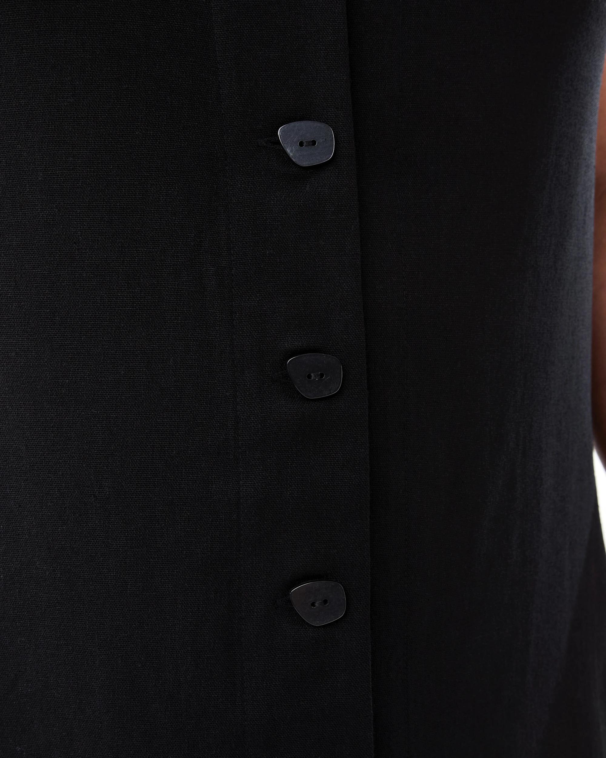 6 Curve Sleeveless Button Through Midi Dress Black, 6 of 7