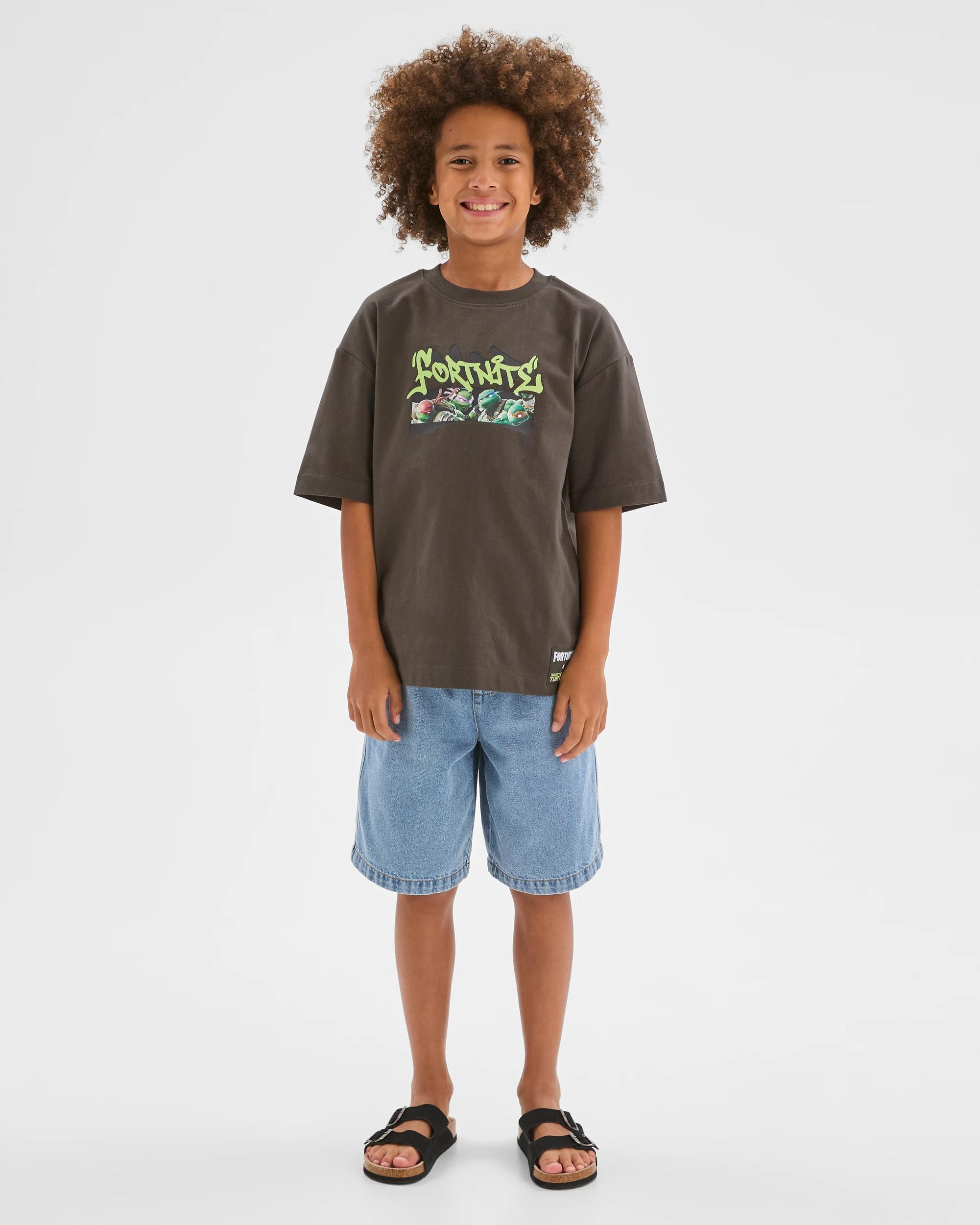 1 Teenage Mutant Ninja Turtles/Fortnite Australian Cotton Oversized T-Shirt DARK GREEN, 1 of 7