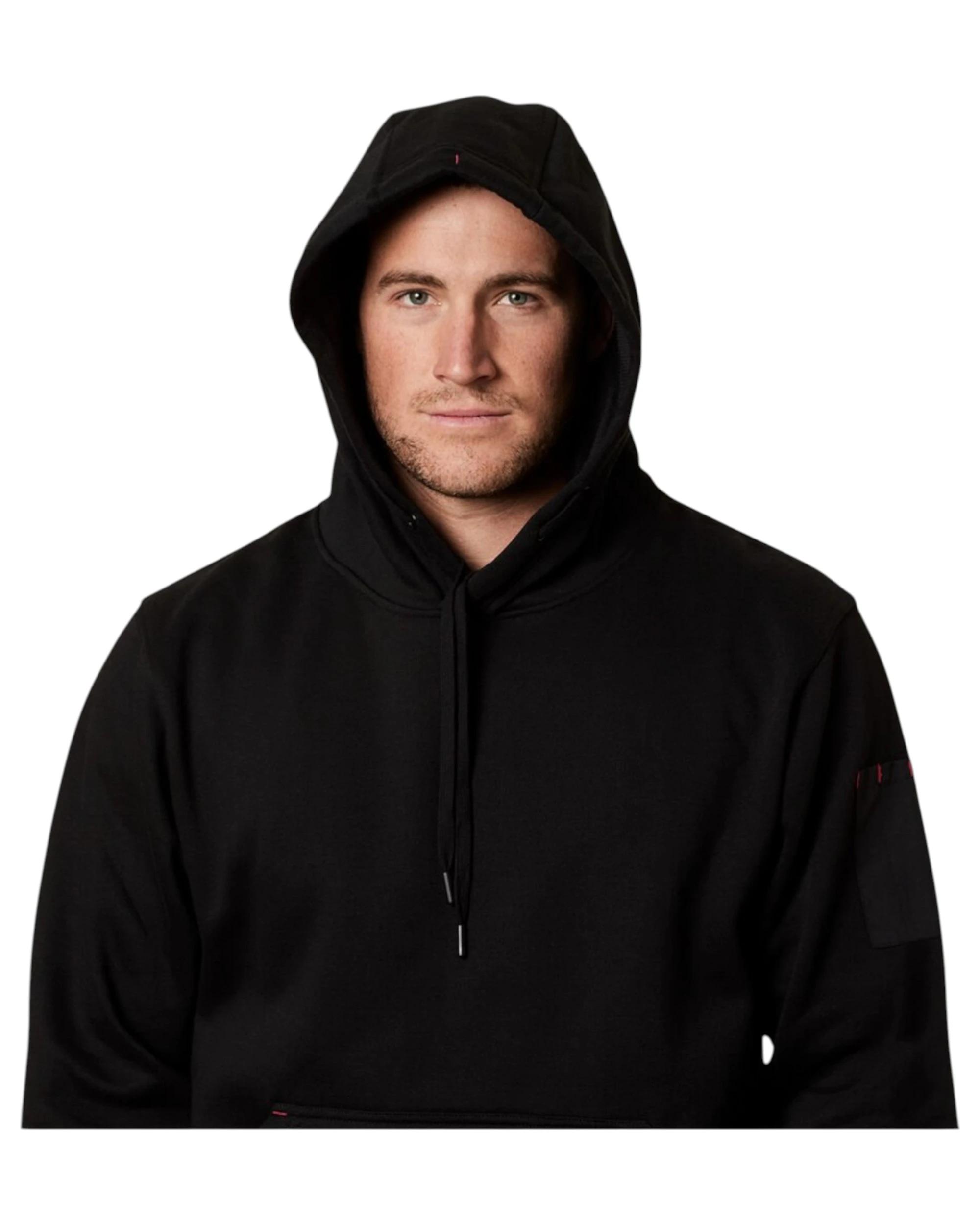 2 Hard Yakka Mens Brushed Fleece Hoodie Jumper Black BLACK, 2 of 7