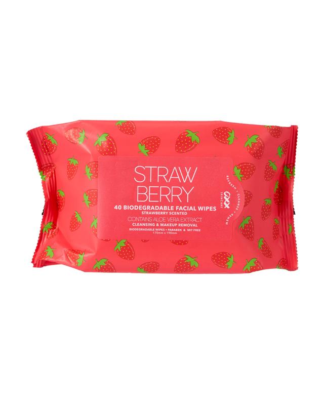 OXX Skincare 40 Pack Biodegradable Facial Wipes - Strawb