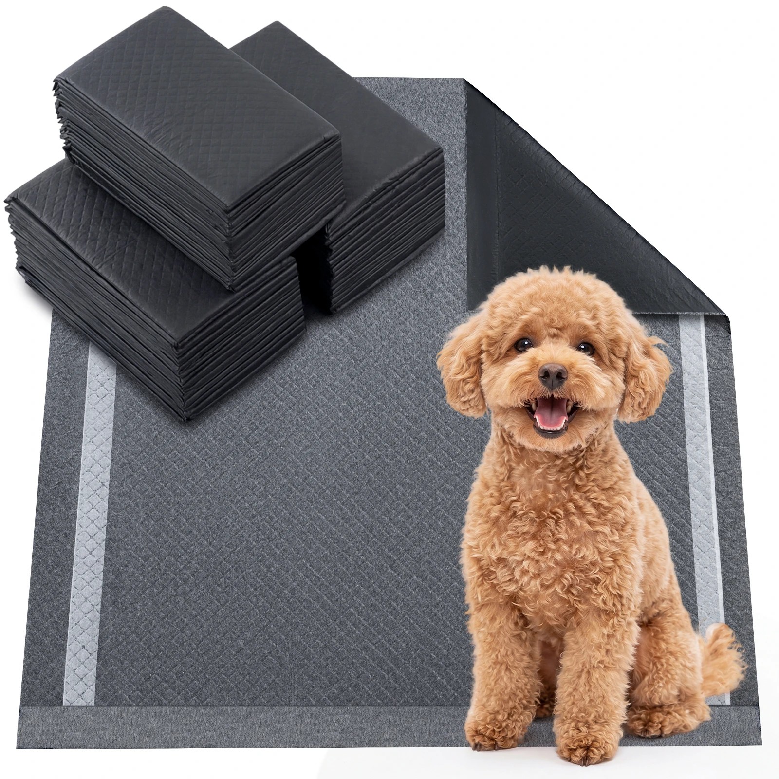 6 Costway 150PCS Charcoal Dog Pee Pads 6-Layer Pet Potty Training Pads 60 x 60cm, 6 of 6