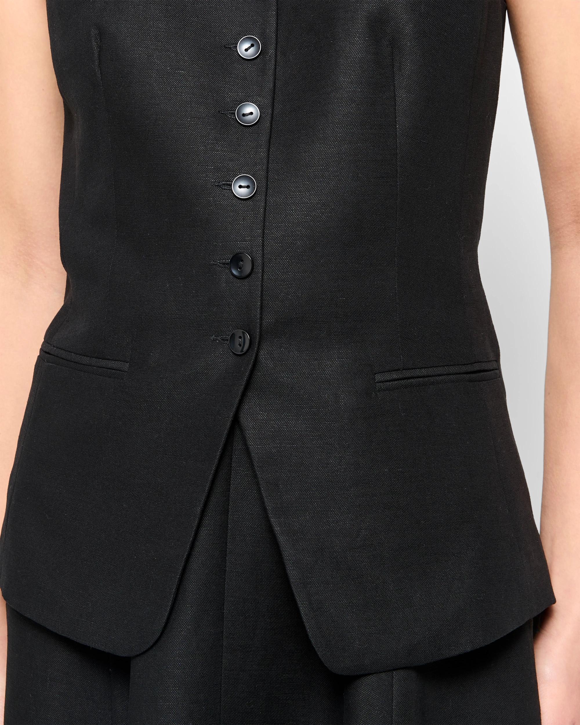 5 Linen Blend Longline Vest - Preview BLACK, 5 of 5
