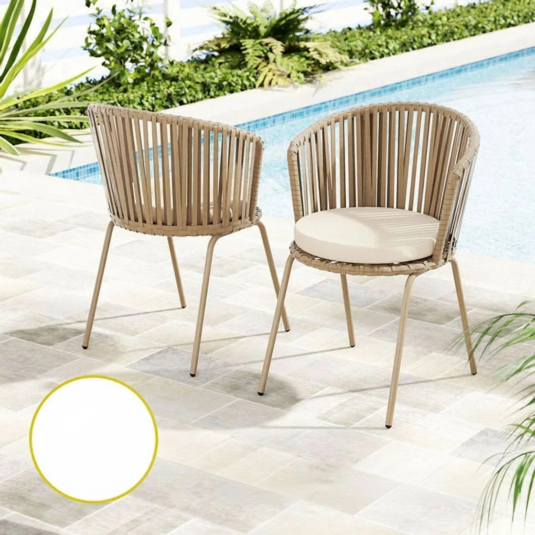 5 Gardeon 3PC Outdoor Bistro Set Patio Furniture Rope Setting Chairs Table - White, 5 of 5