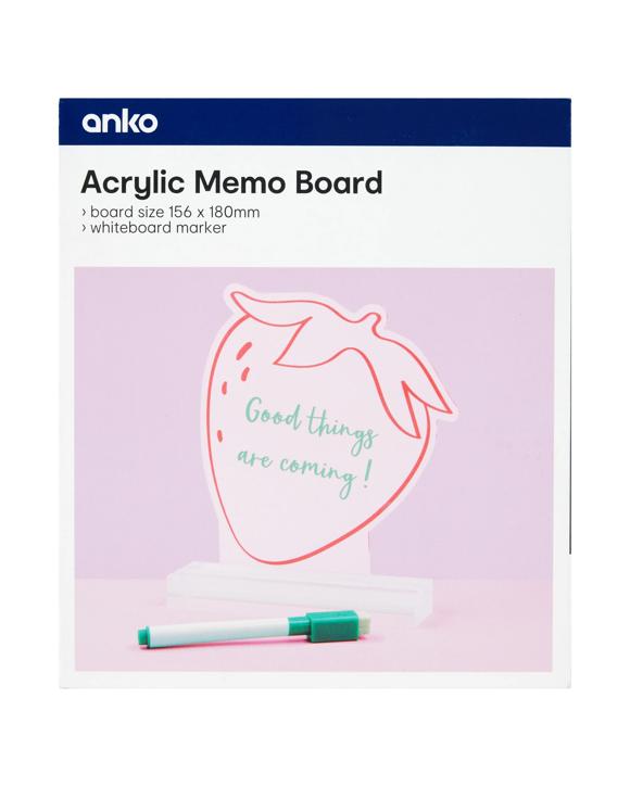Acrylic Strawberry Memo Board 18cm x 15.6cm