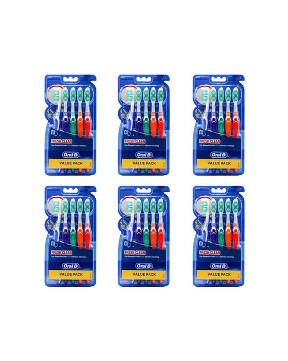 Oral B Fresh and Clean Toothbrushes 6PK Medium Firmness Value Pack Dental Care - Multi