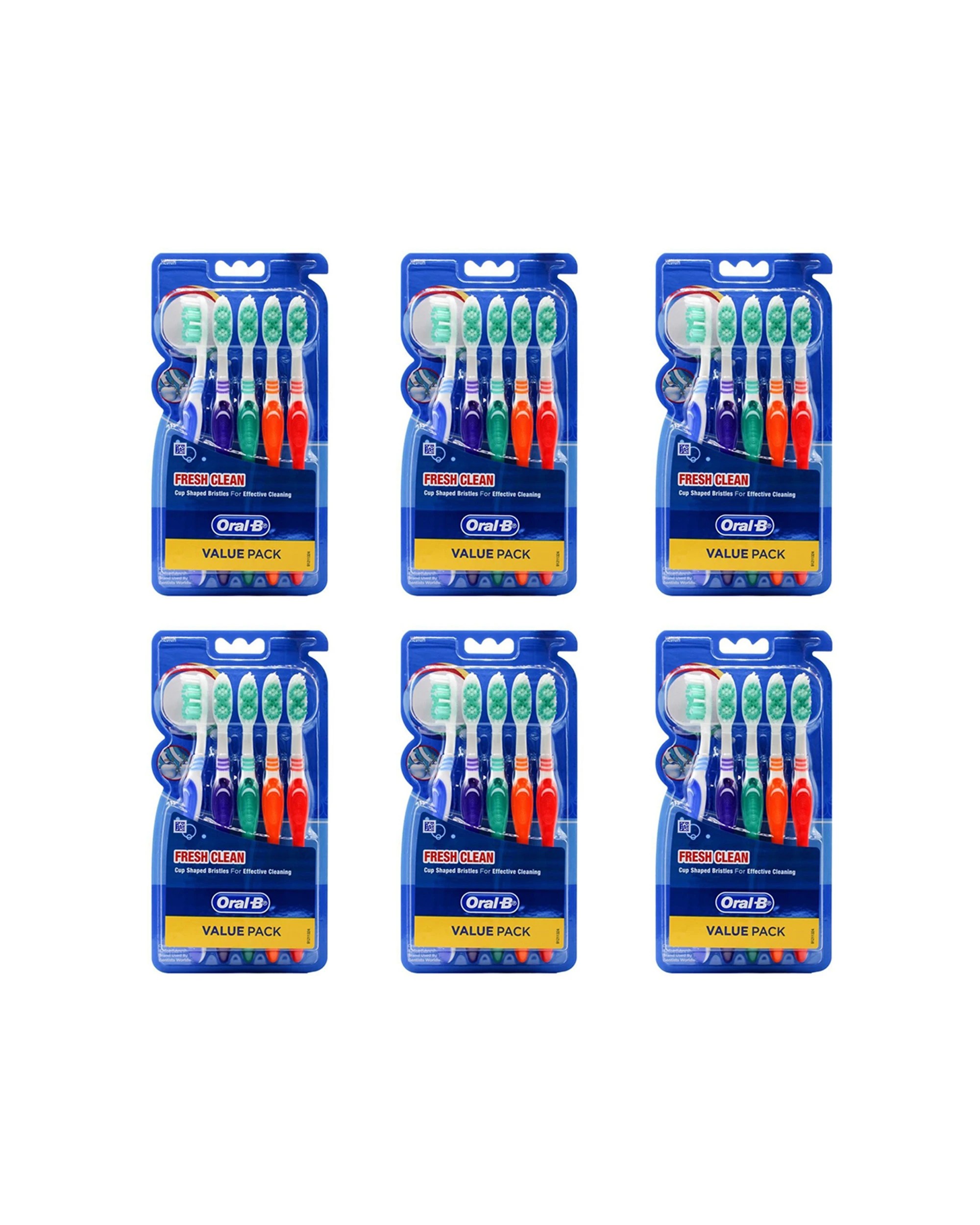 1 Oral B Fresh and Clean Toothbrushes 6PK Medium Firmness Value Pack Dental Care - Multi, 1 of 3