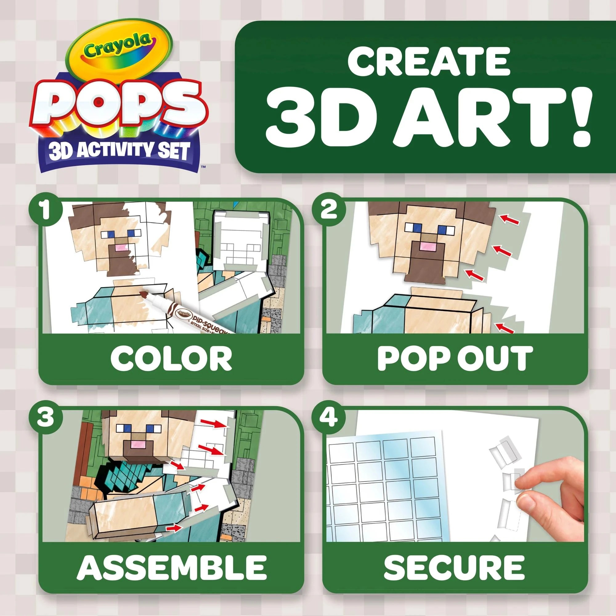 5 Crayola Pop's 3D Minecraft Activity Set - Green, 5 of 6