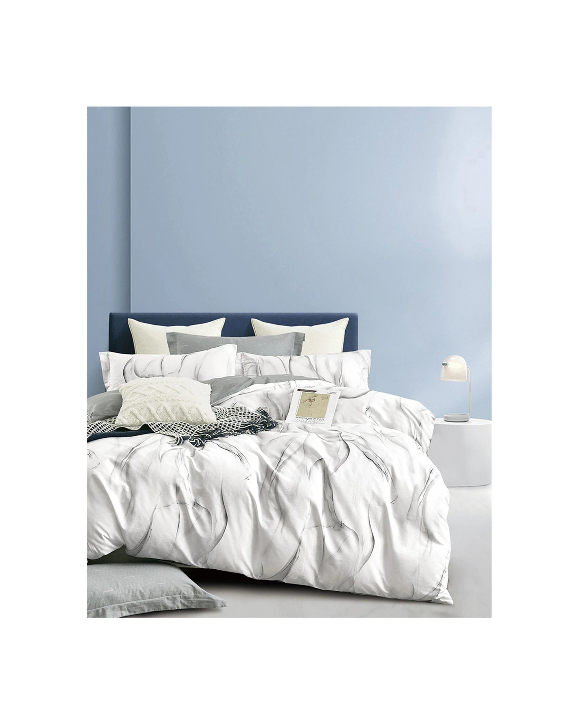 1 Ardor Queen Size Vander Cotton Quilt Cover Bedding Set Soft - Grey, 1 of 3