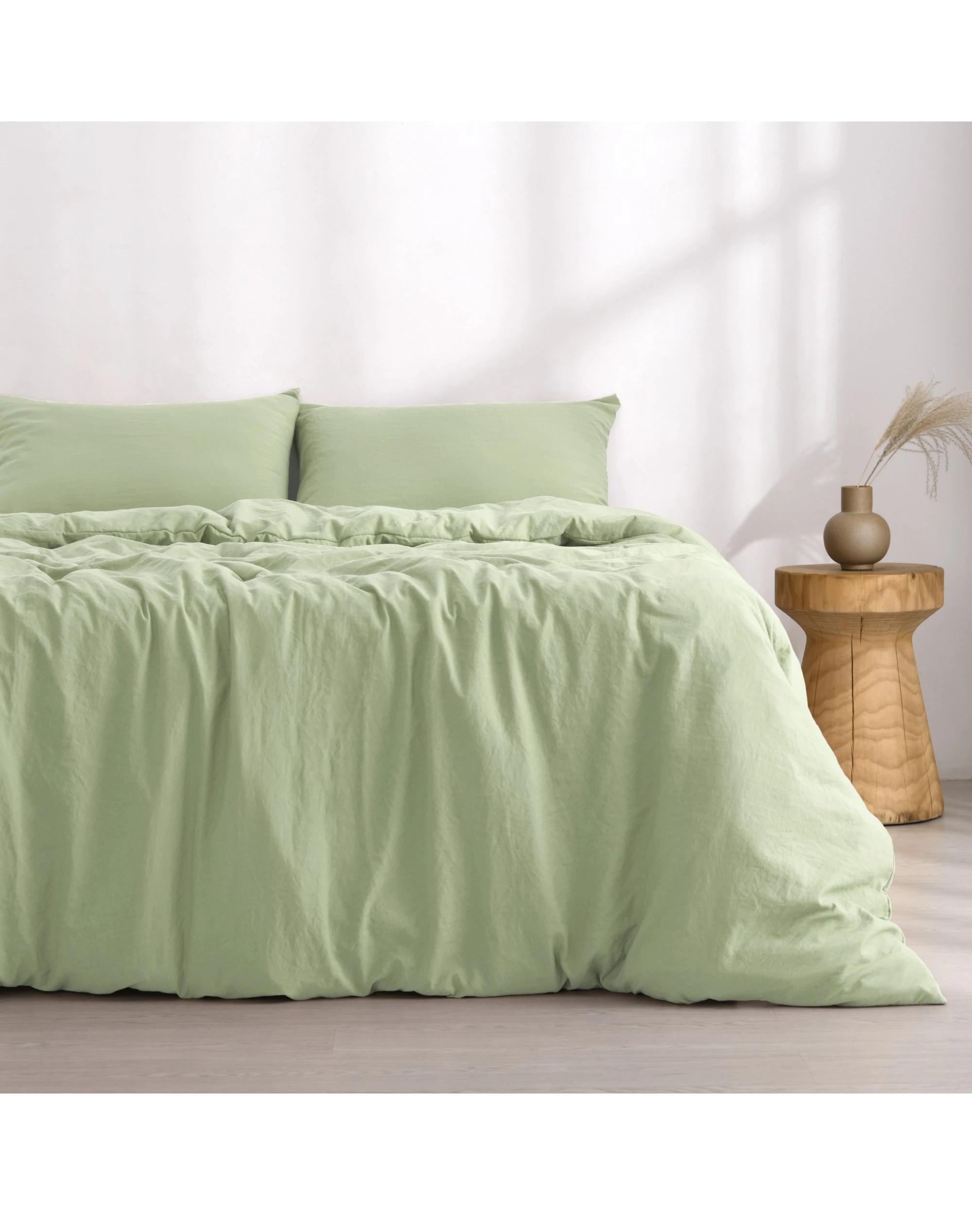 2 Dreamaker Superfine Washed Microfibre Quilt Cover Set - Queen Bed - Green, 2 of 7