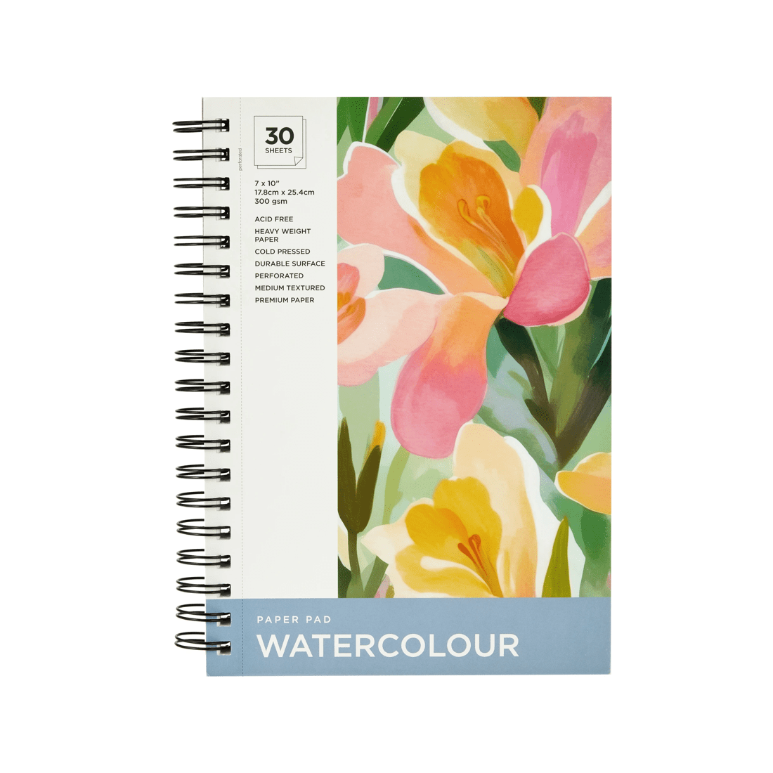 1 30 Sheets 7in. x 10in. Watercolour Spiral Art Pad, 1 of 4