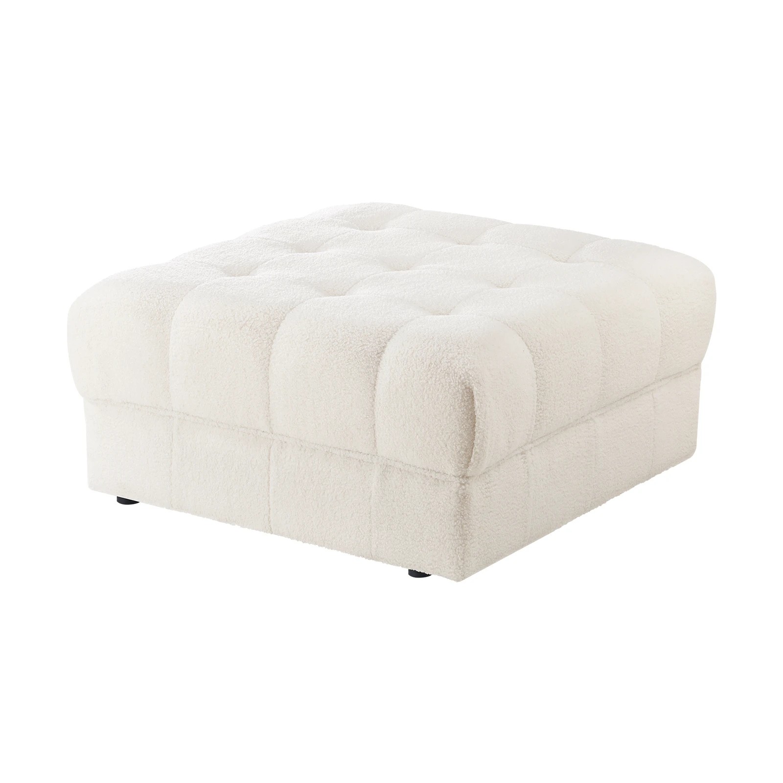 8 Oikiture 1 Seater Boucle Modular Ottoman Lounge Chair Armless Tofu
 - White, 8 of 10