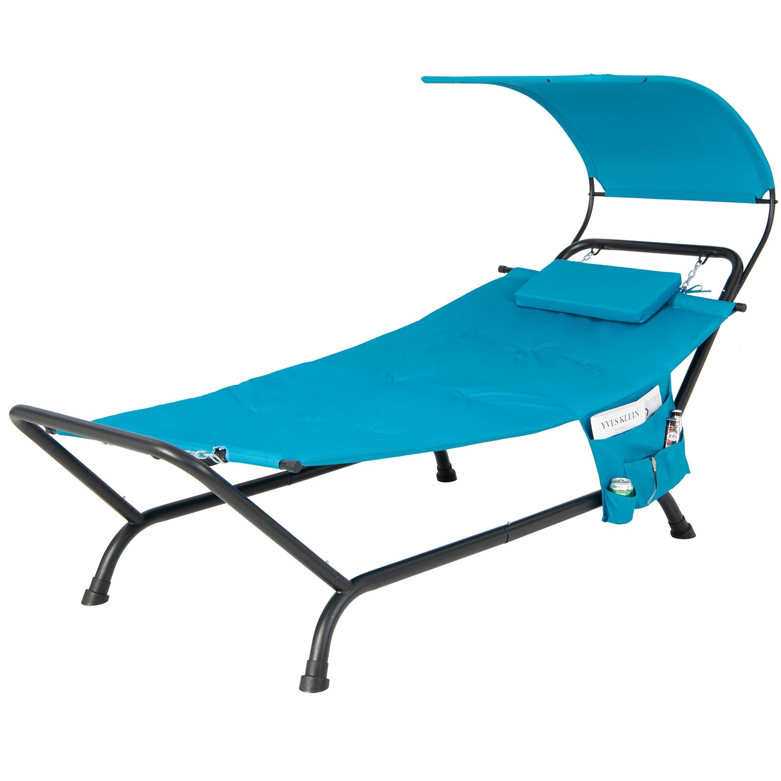 1 Costway Outdoor Chaise Lounge Chair Patio Hammock w/Detachable Sunshade Canopy - Blue, 1 of 1